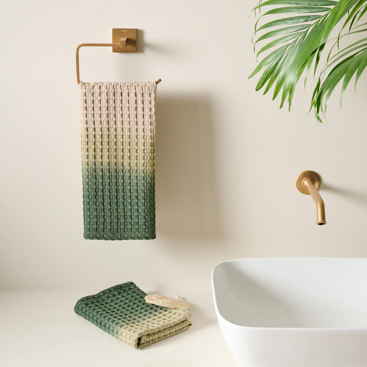 Dip Dye Cotton Bamboo Waffle Towel