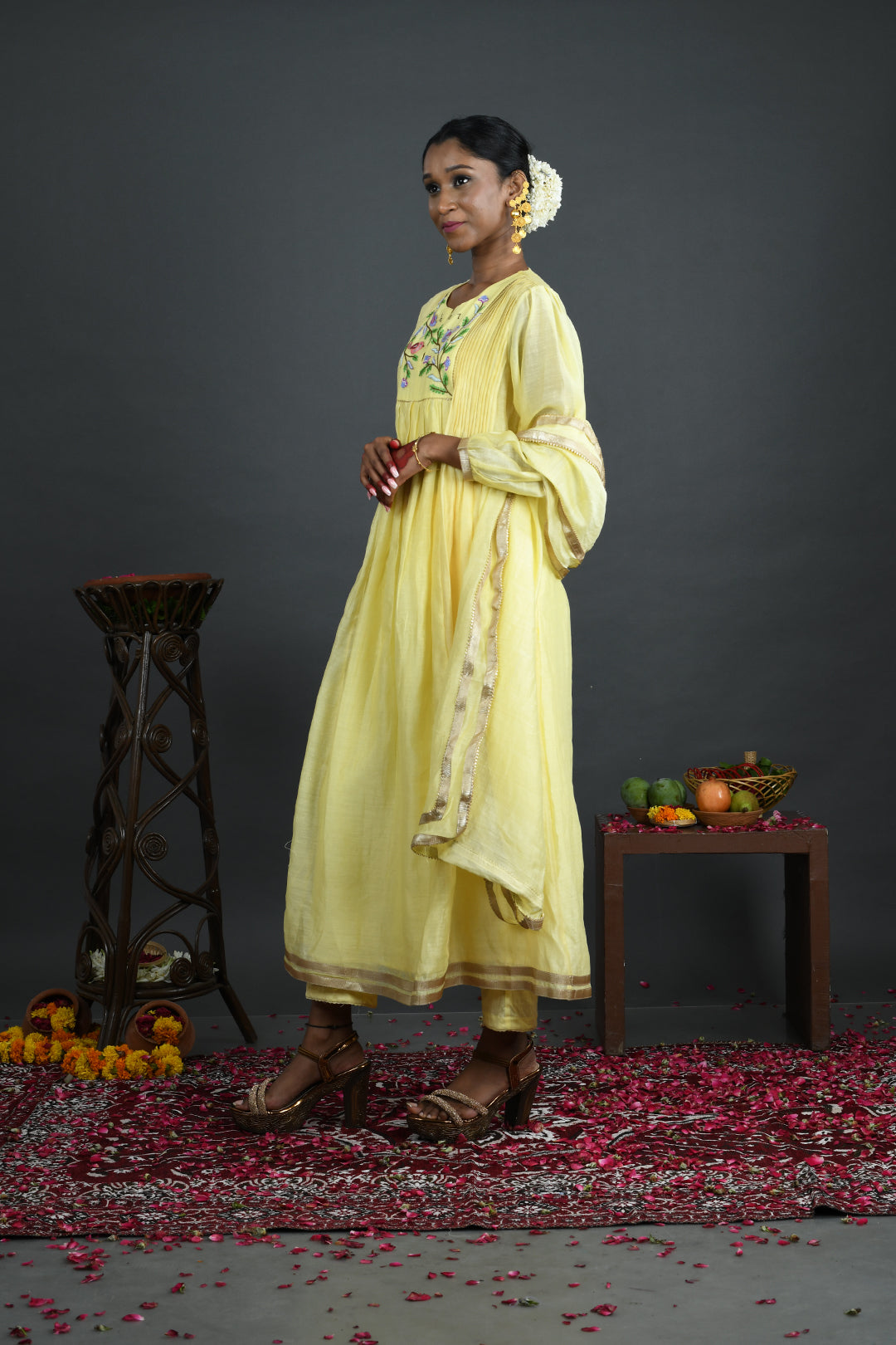 Surajmukhi - Yellow Handloom Chanderi Kurta Set