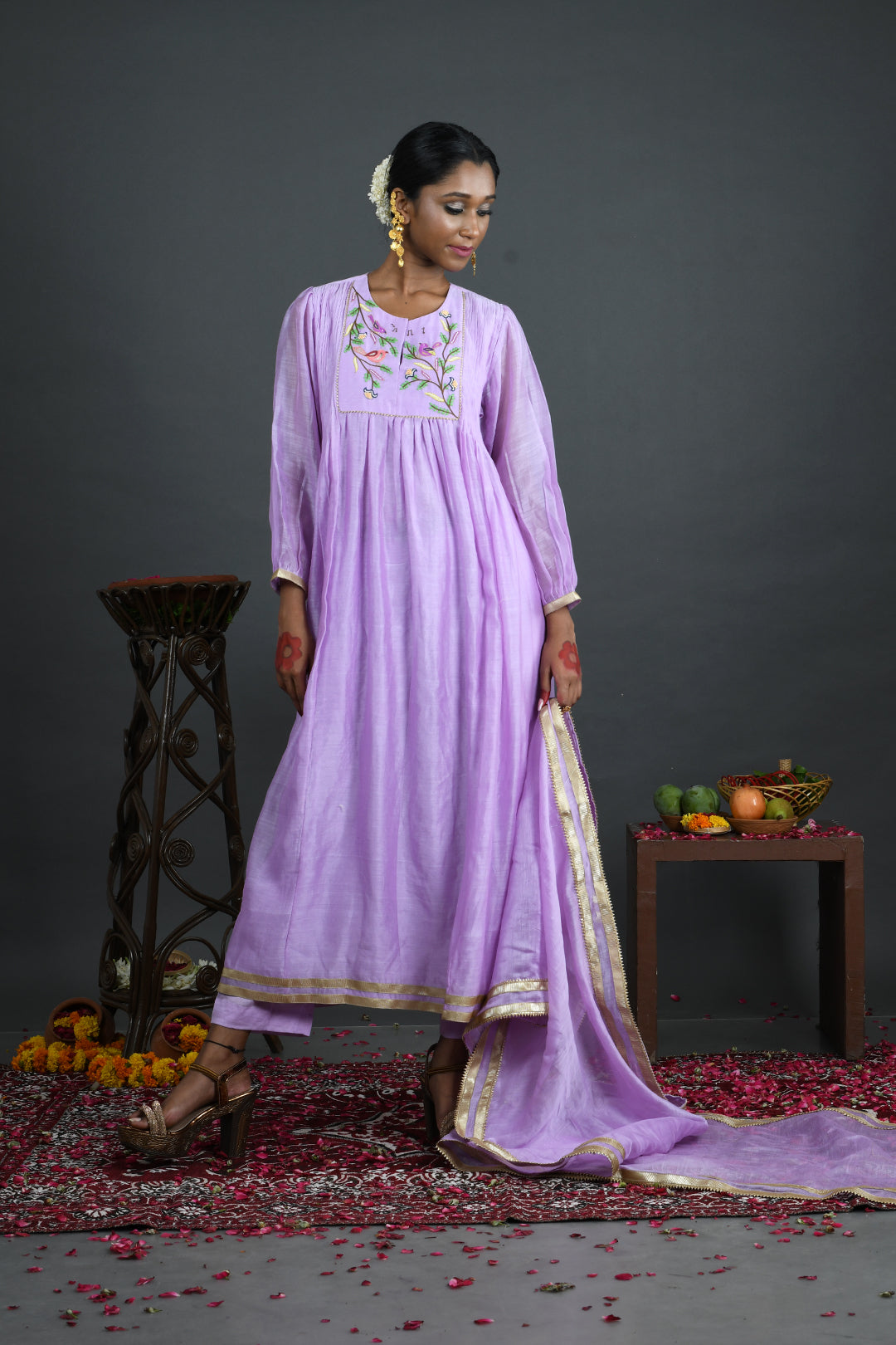 Lily - Lavender Handloom Chanderi Kurta Set