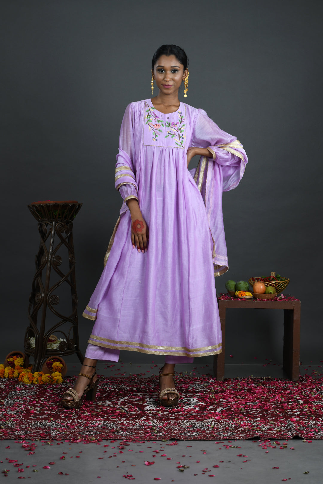 Lily - Lavender Handloom Chanderi Kurta Set