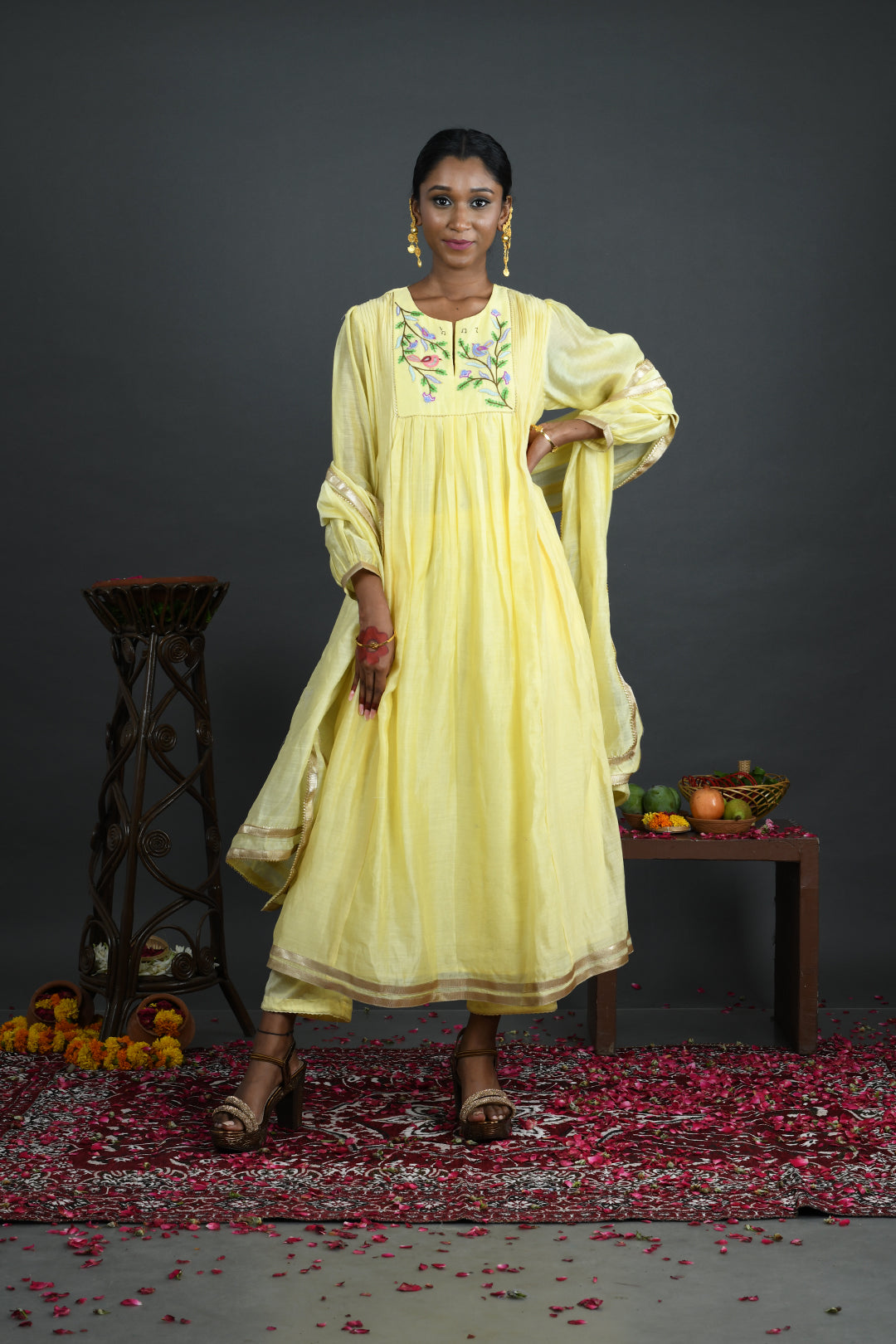 Surajmukhi - Yellow Handloom Chanderi Kurta Set