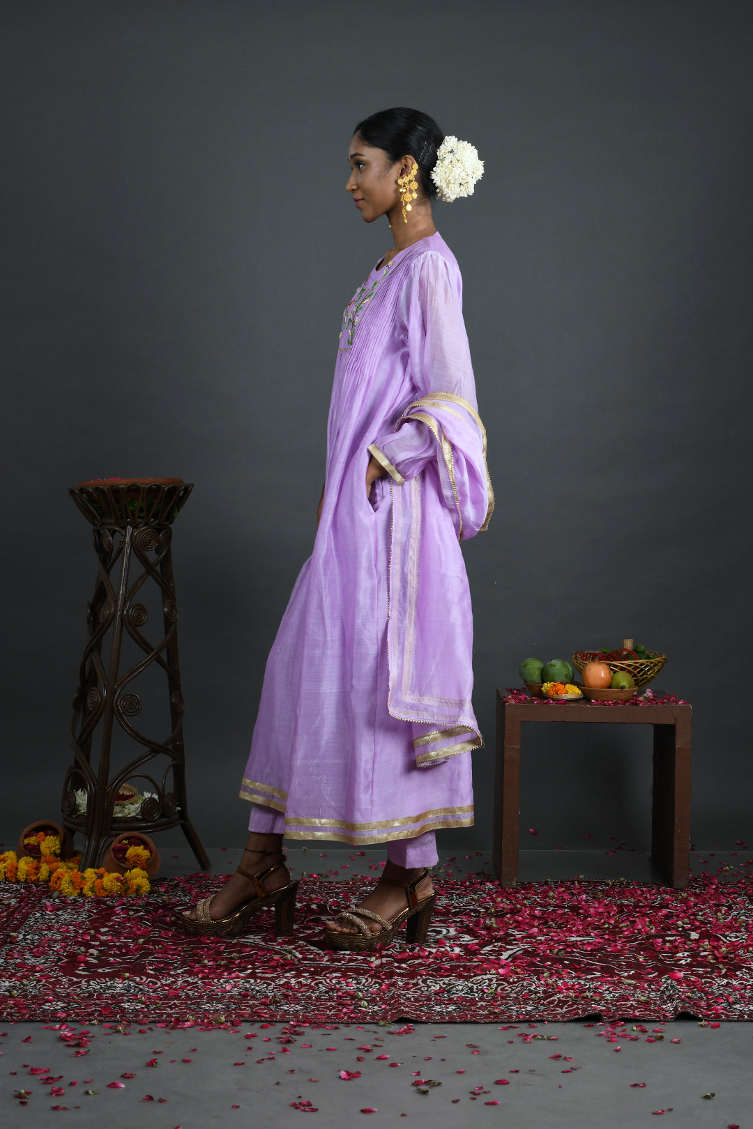 Lily - Lavender Handloom Chanderi Kurta Set