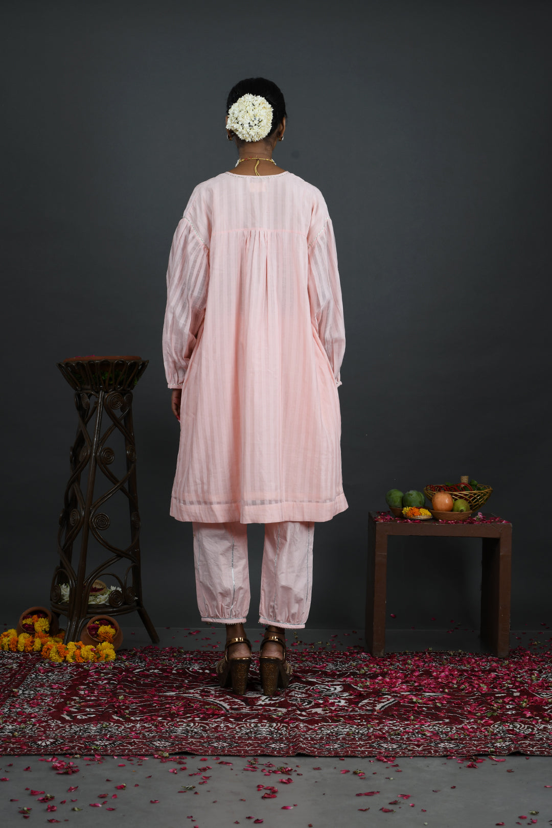 Mehak -  Pink Handloom Chanderi Drop Shoulder Kurta Set