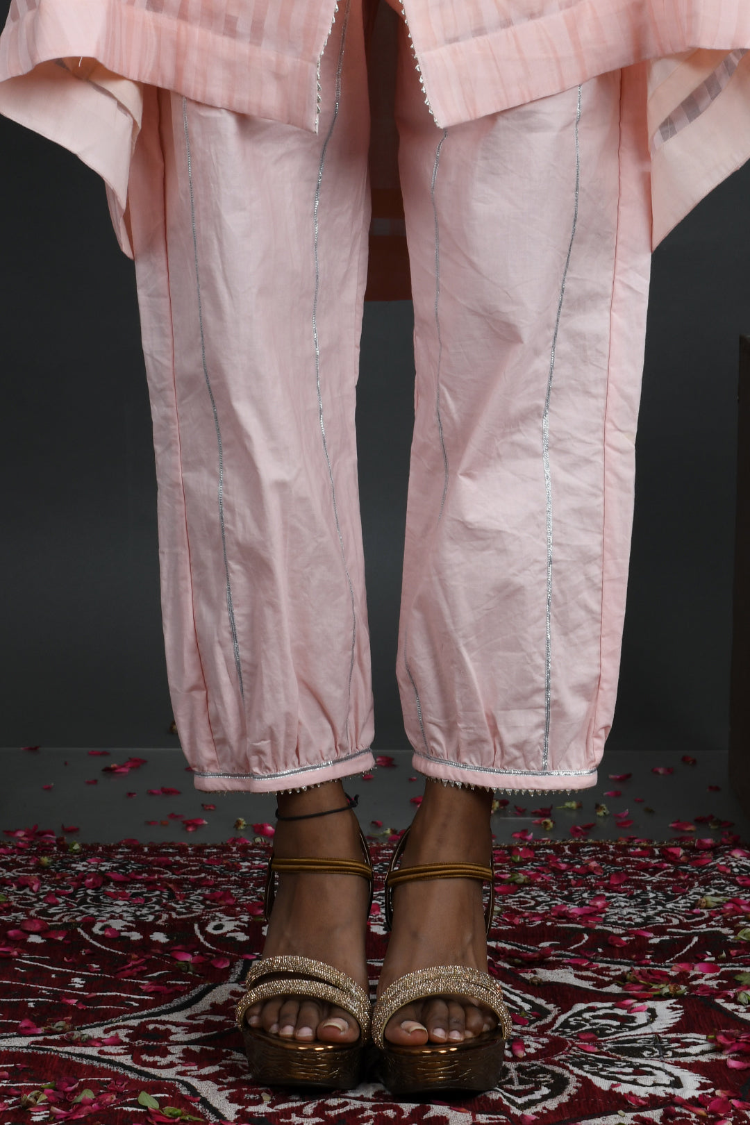 Mehak -  Pink Handloom Chanderi Drop Shoulder Kurta Set