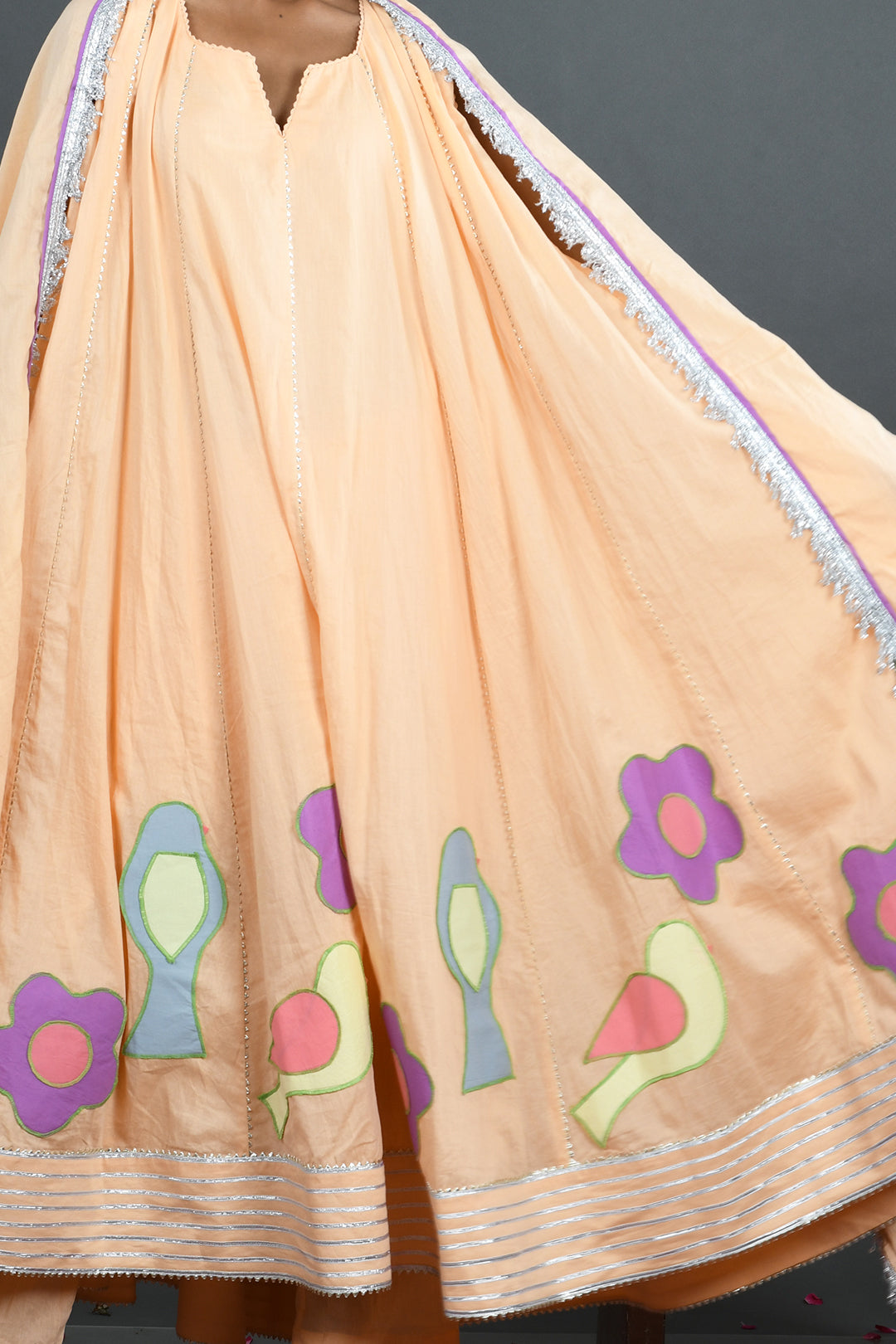 Basant - Peach Mulmul Anarkali set
