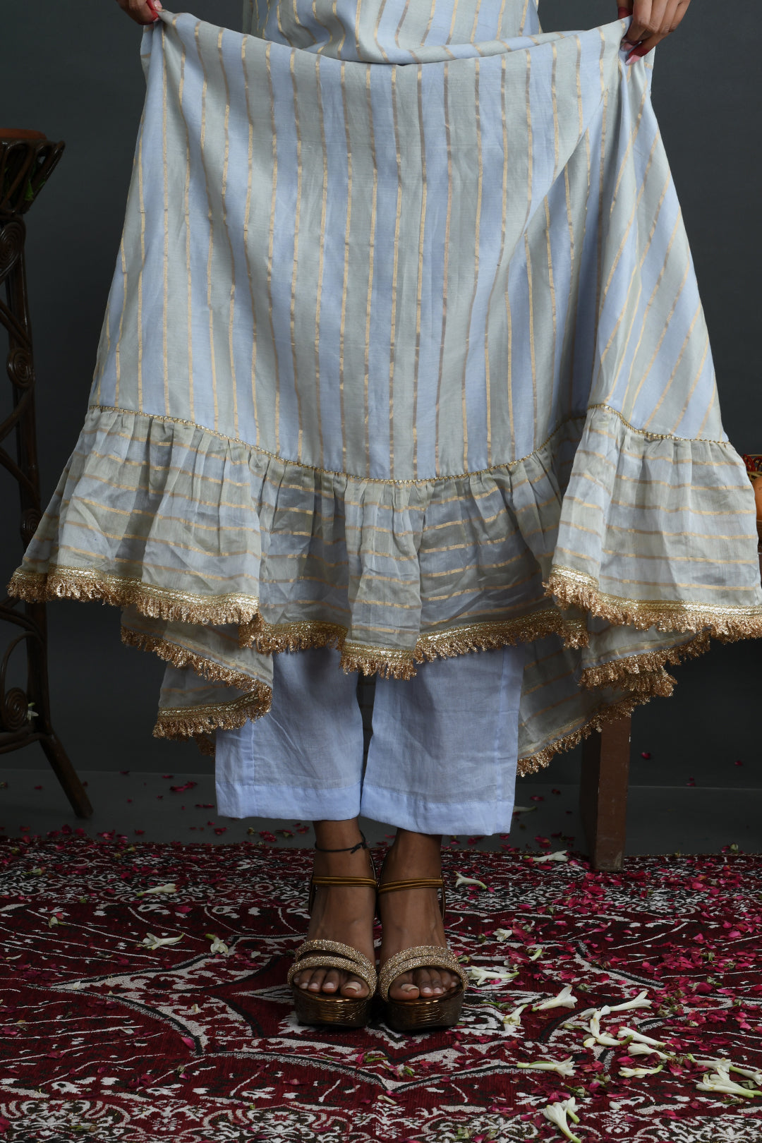 Noor - Blue Handloom Chanderi Kurta Set