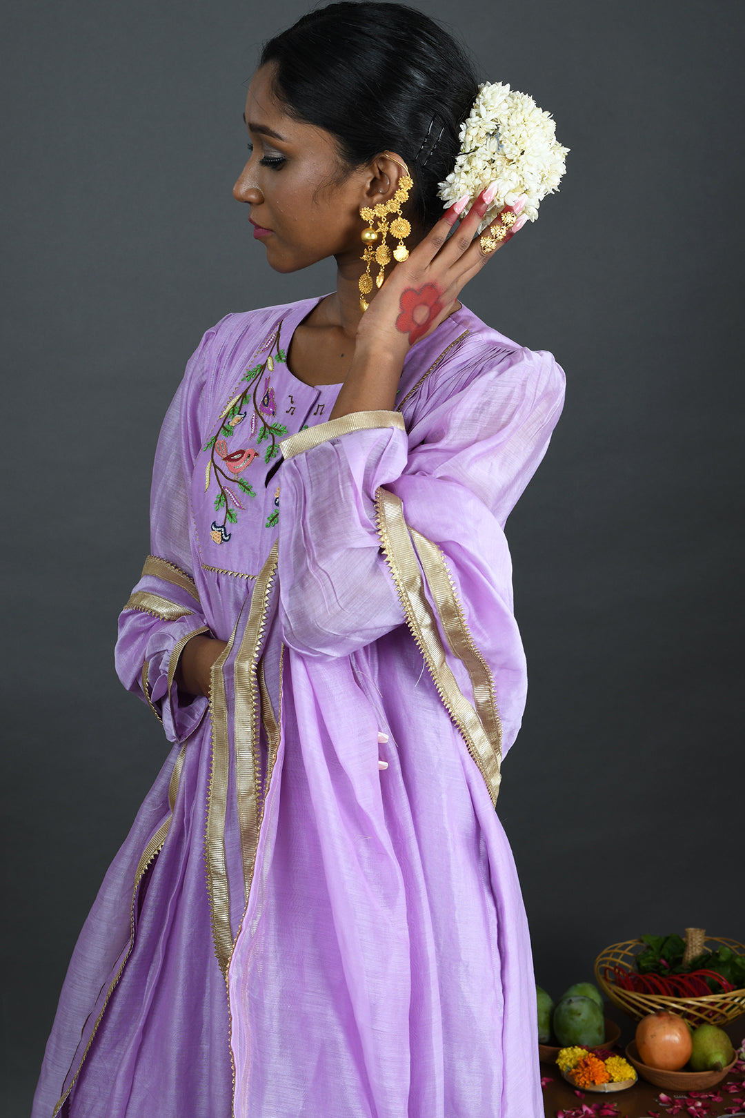 Lily - Lavender Handloom Chanderi Kurta Set