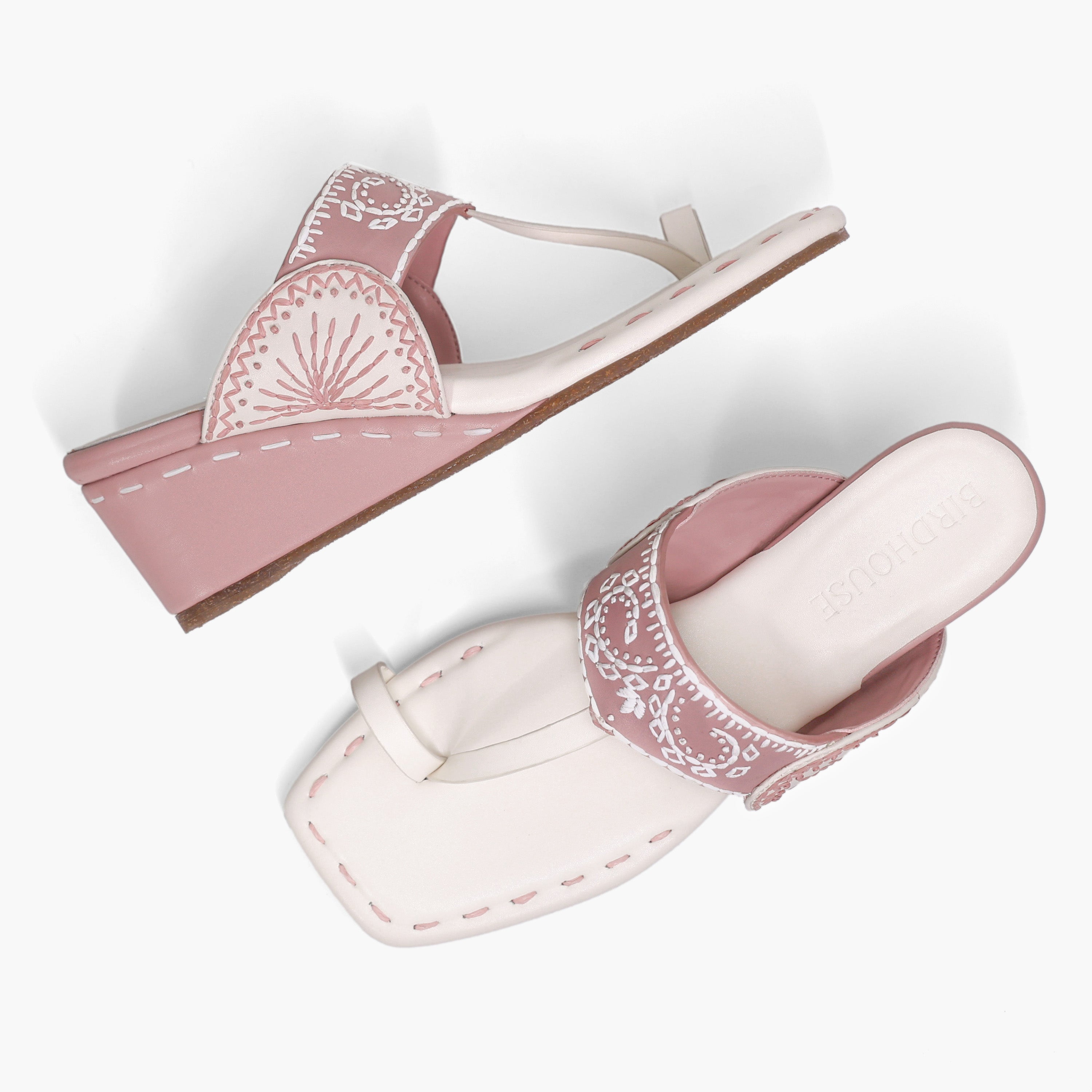 White and pink Mandana Heels