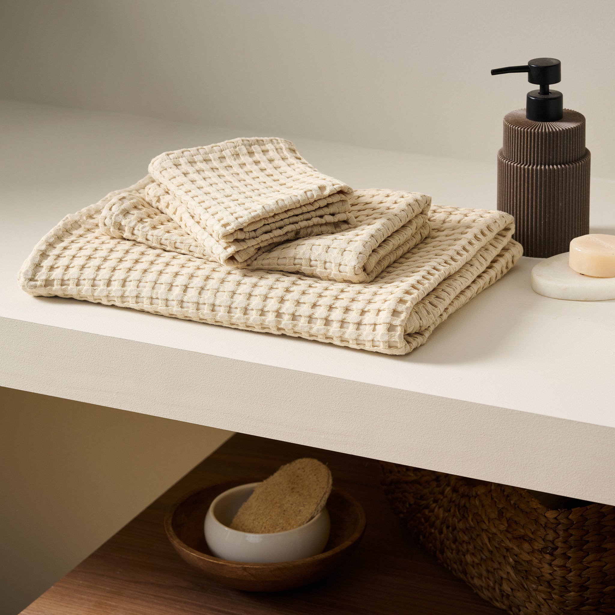 Chalk Cotton Waffle Towel