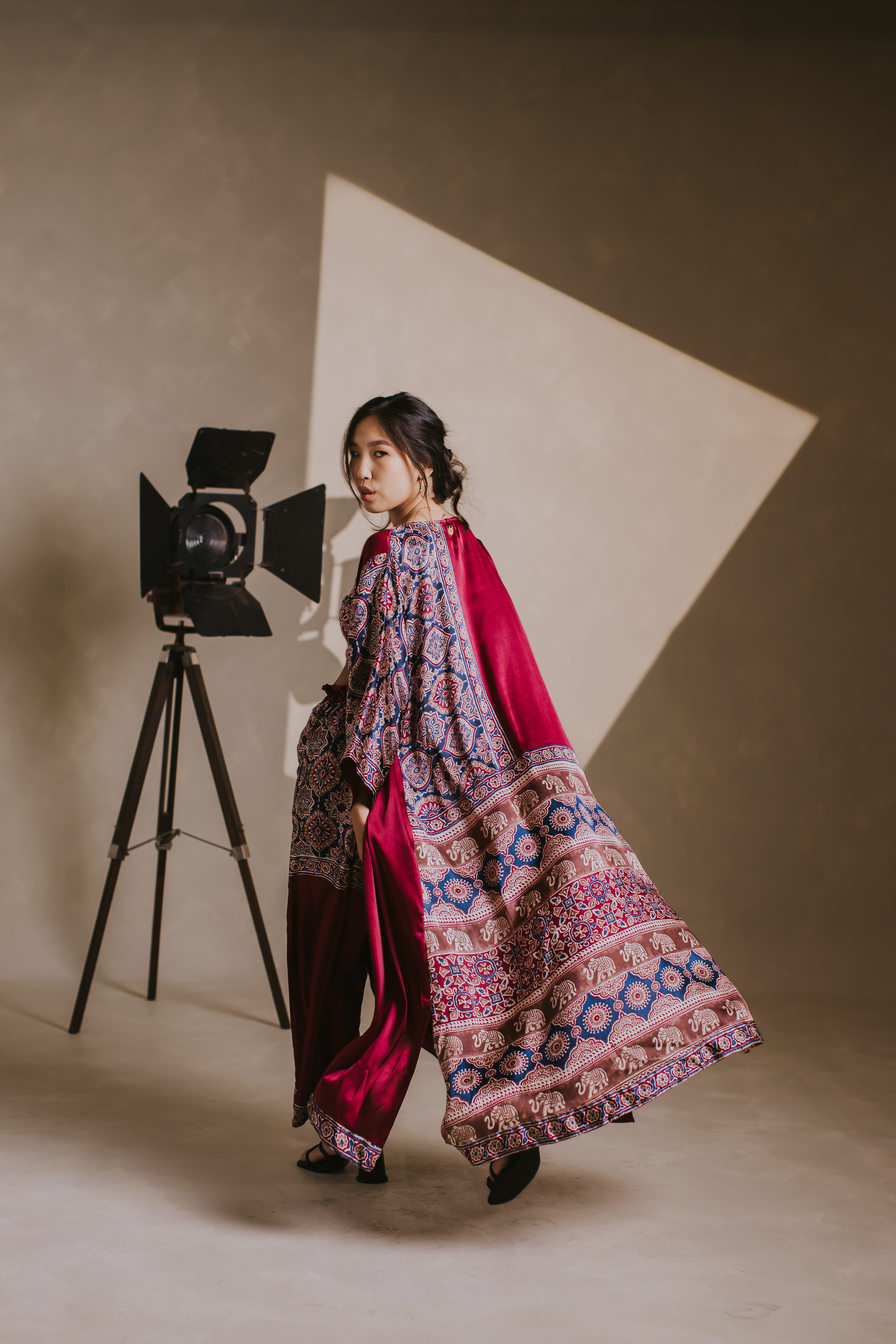 Burgundy Modal Silk Breeze Kimono