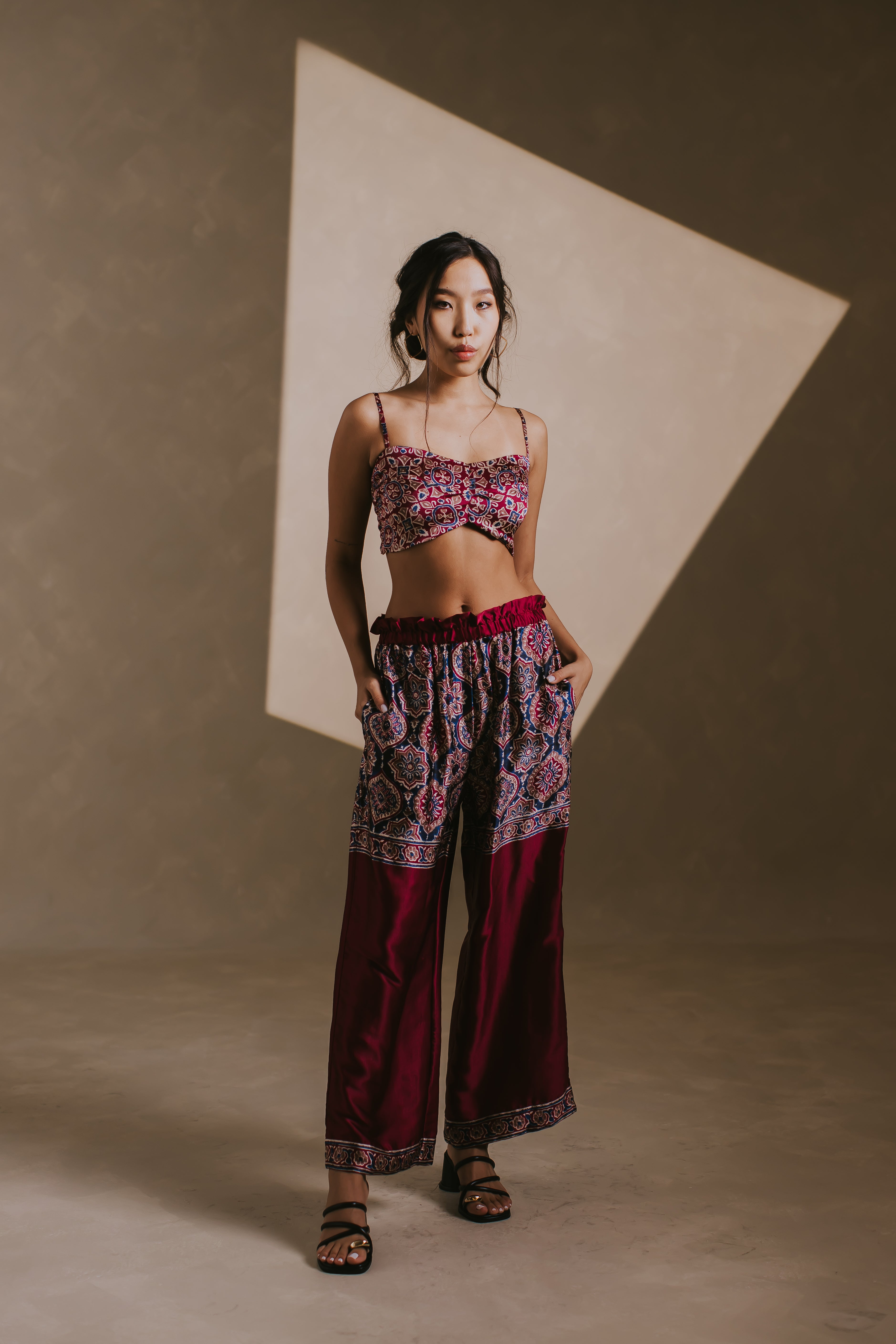 Burgundy Modal Silk Breeze Pants