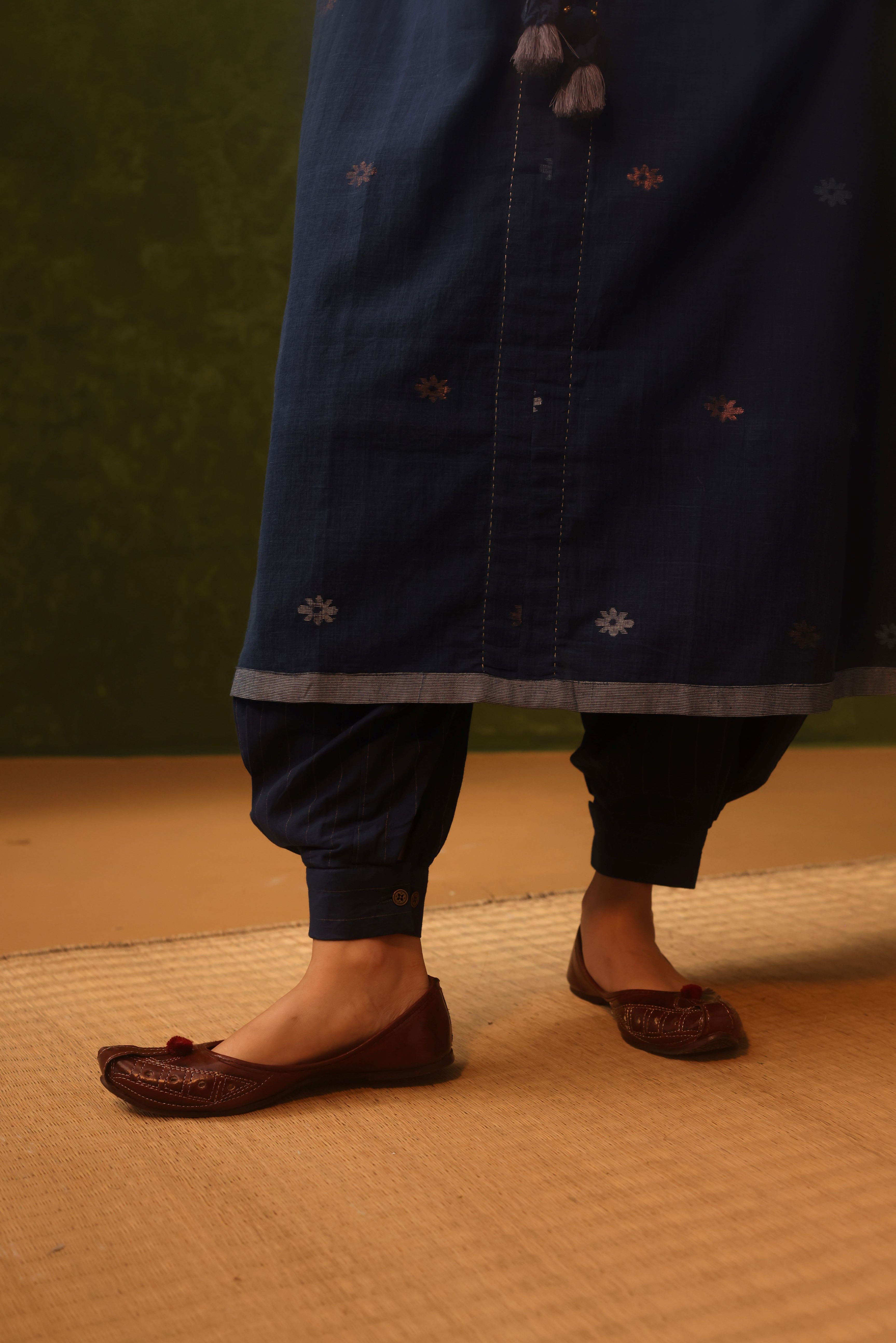 Nila - Indigo Handwoven Cotton Jamdani Kurta Set