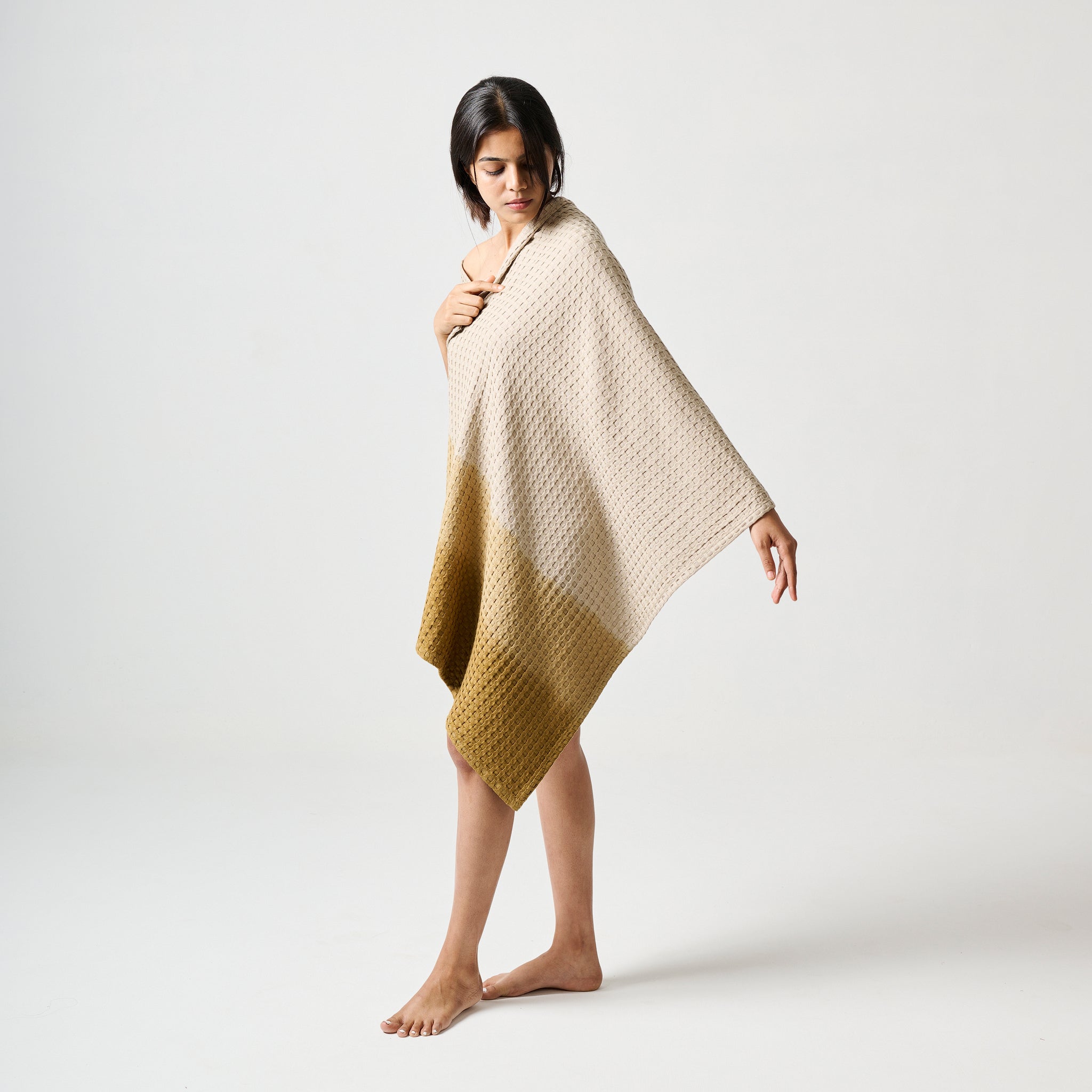Dip Dye Cotton Bamboo Waffle Towel