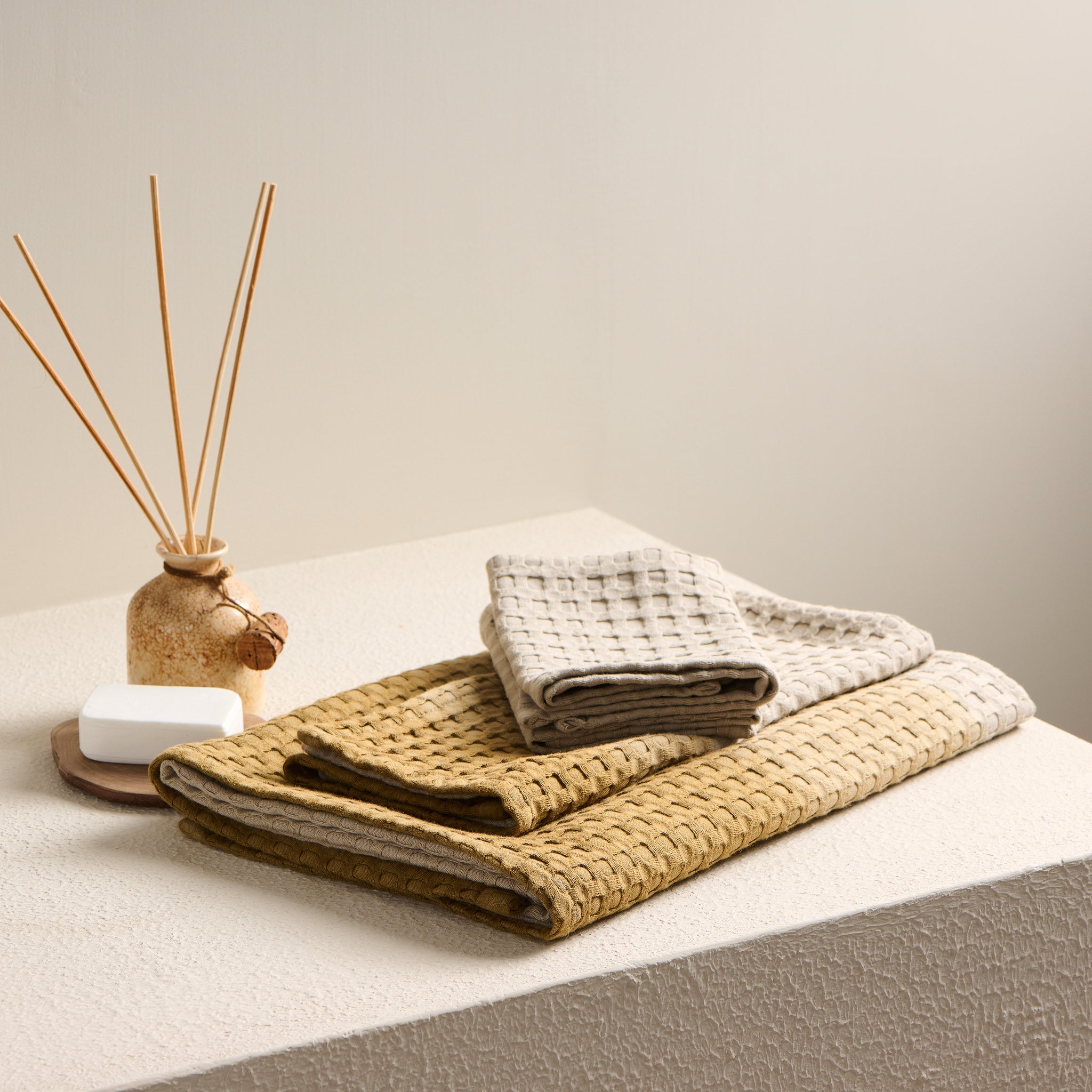 Dip Dye Cotton Bamboo Waffle Towel