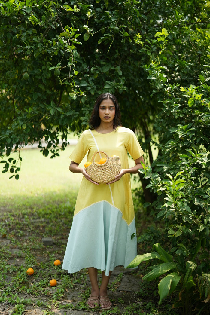 Butter Yellow and Teal Cotton Poplin Rhode Contract Dress