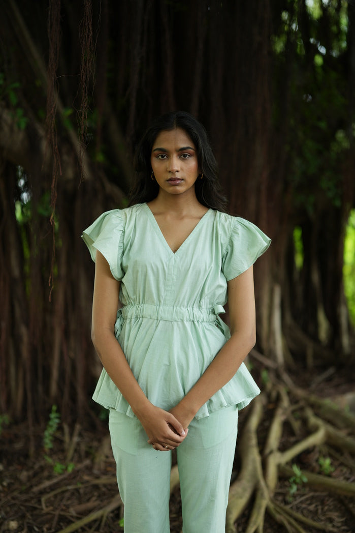 Sao Paulo - Mint Green Cotton Poplin Peplum Set