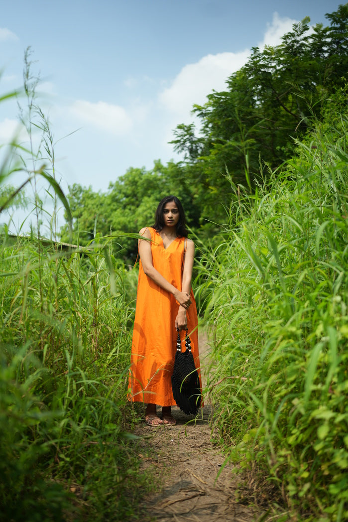 Orange Cotton Poplin Manila String Dress