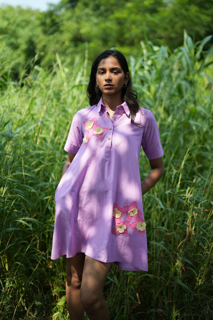 Lavender Cotton Poplin Beliz Mini Dress
