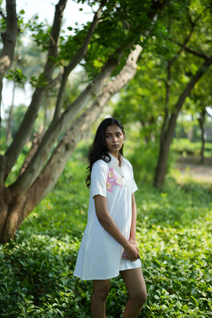 Chile - White Cotton Poplin Mini Dress