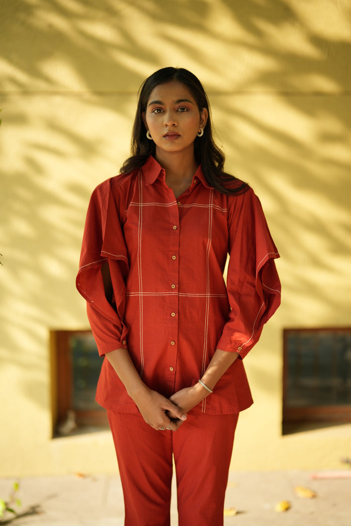 Red Cotton Poplin Samoa Scoop Set