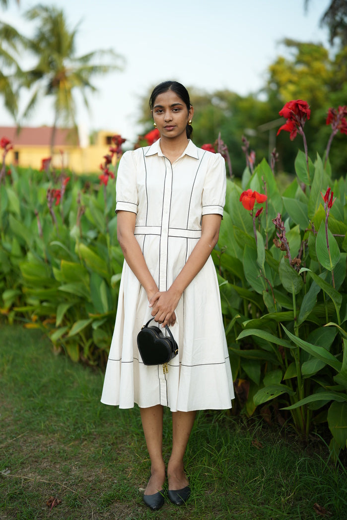 Off-White Cotton Poplin Blair Dress