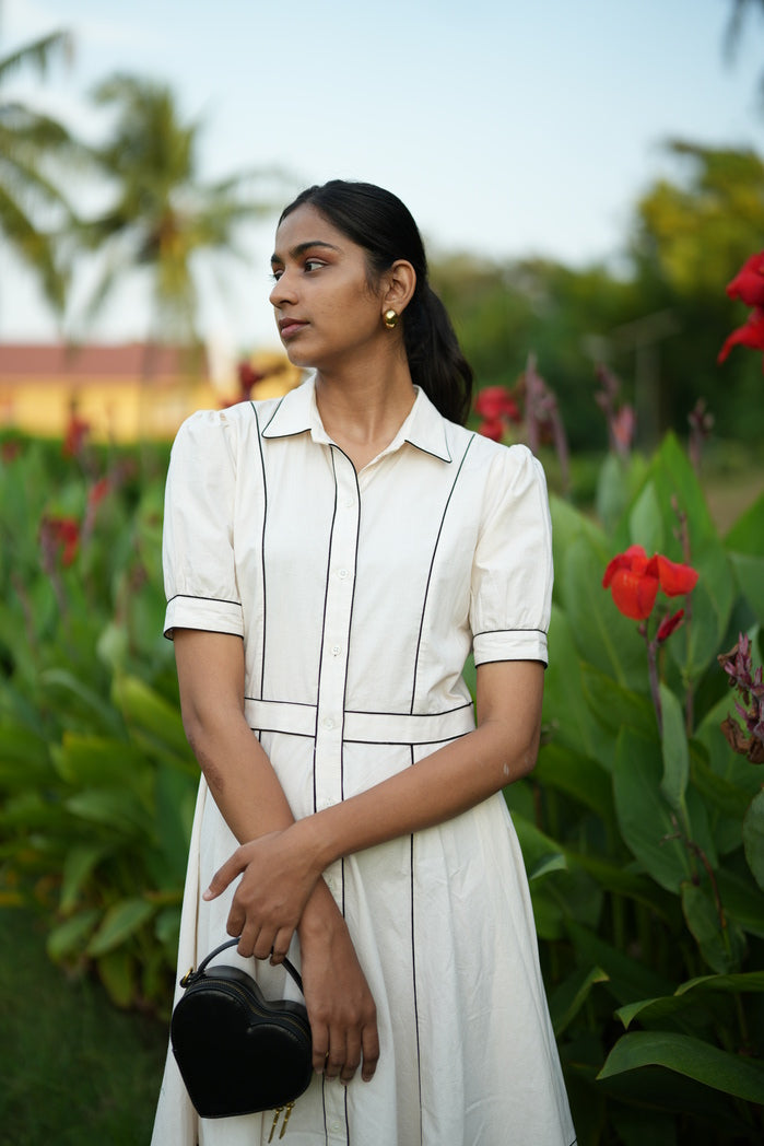 Off-White Cotton Poplin Blair Dress