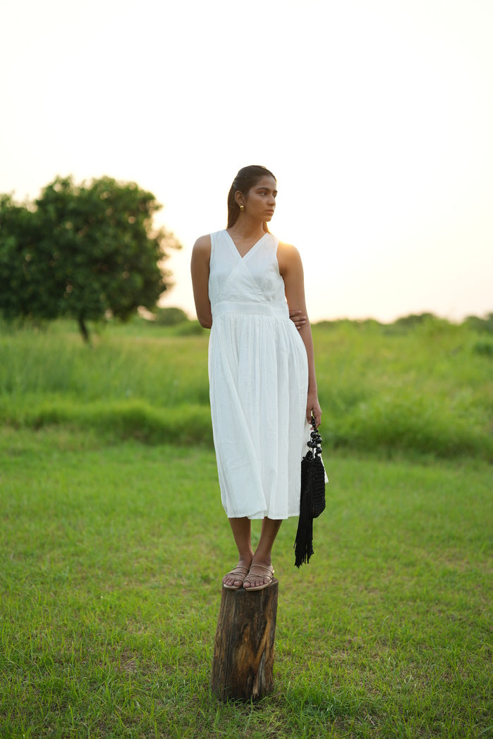 White Cotton Kyoto Flowy Dress