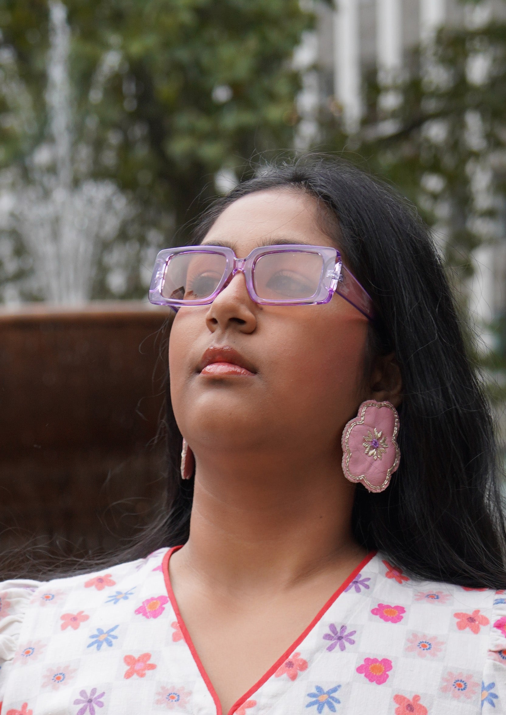 Scandiflower - Pink Recycled Leather Earrings