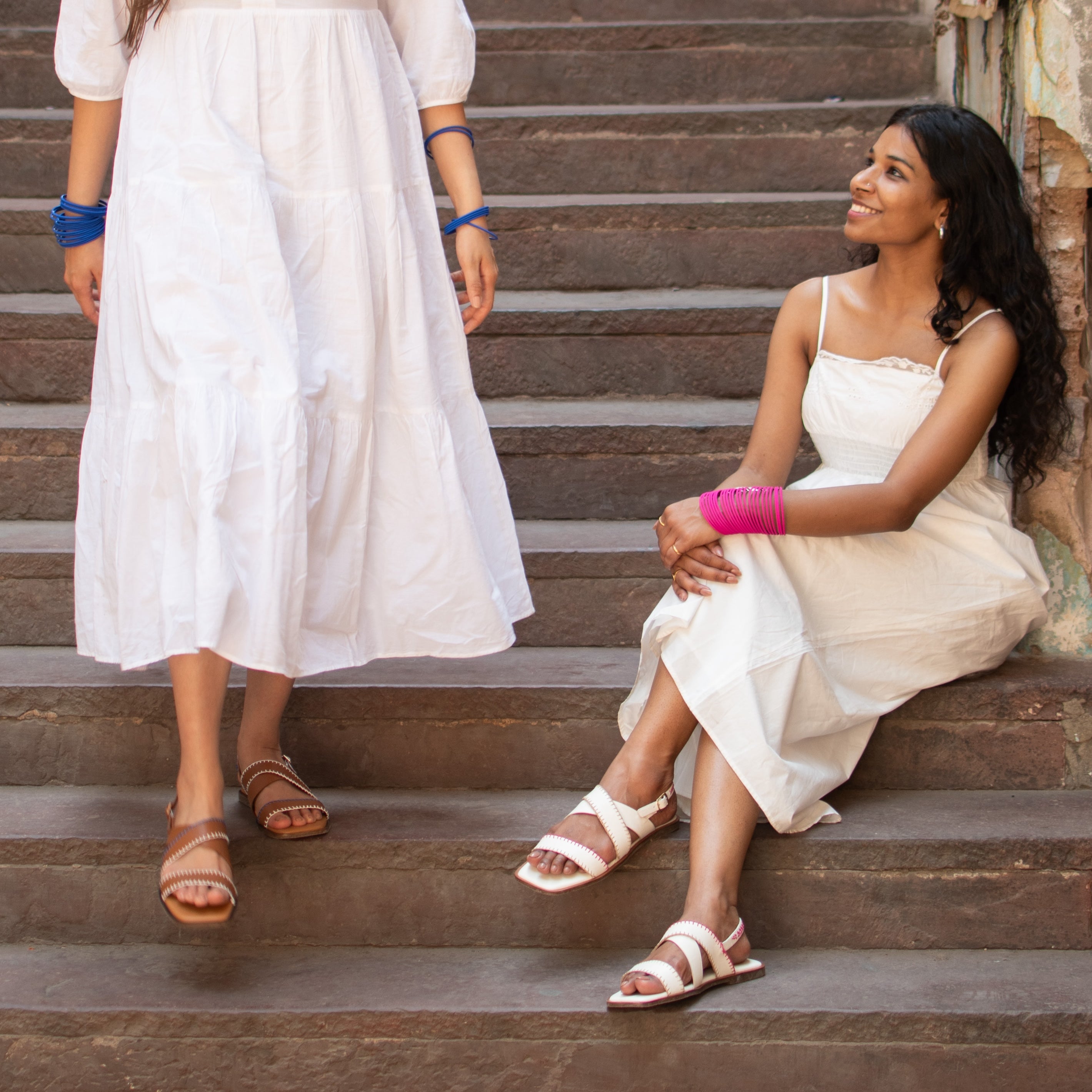 White Cross Sandals