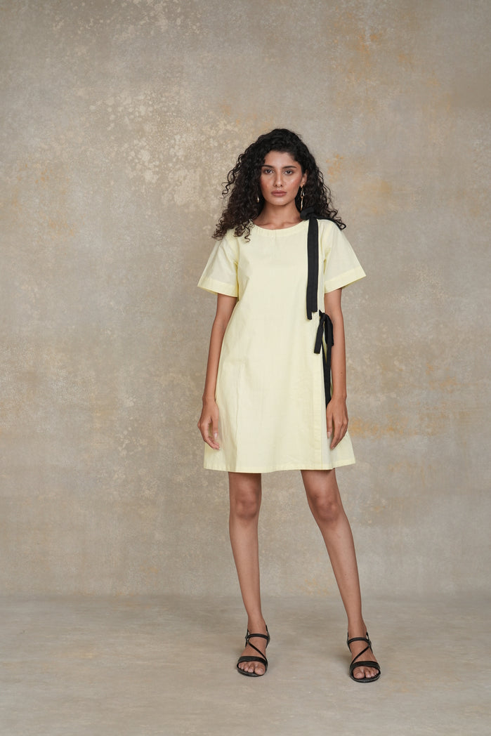 Butter Yellow Cotton Poplin Jenn Bow Dress