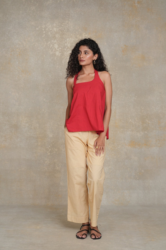 Red and Beige Cotton Poplin Casablanca Set
