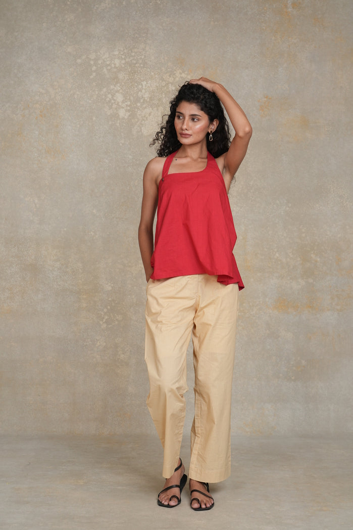 Red and Beige Cotton Poplin Casablanca Set