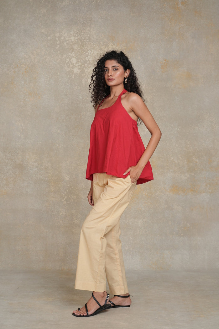 Red and Beige Cotton Poplin Casablanca Set