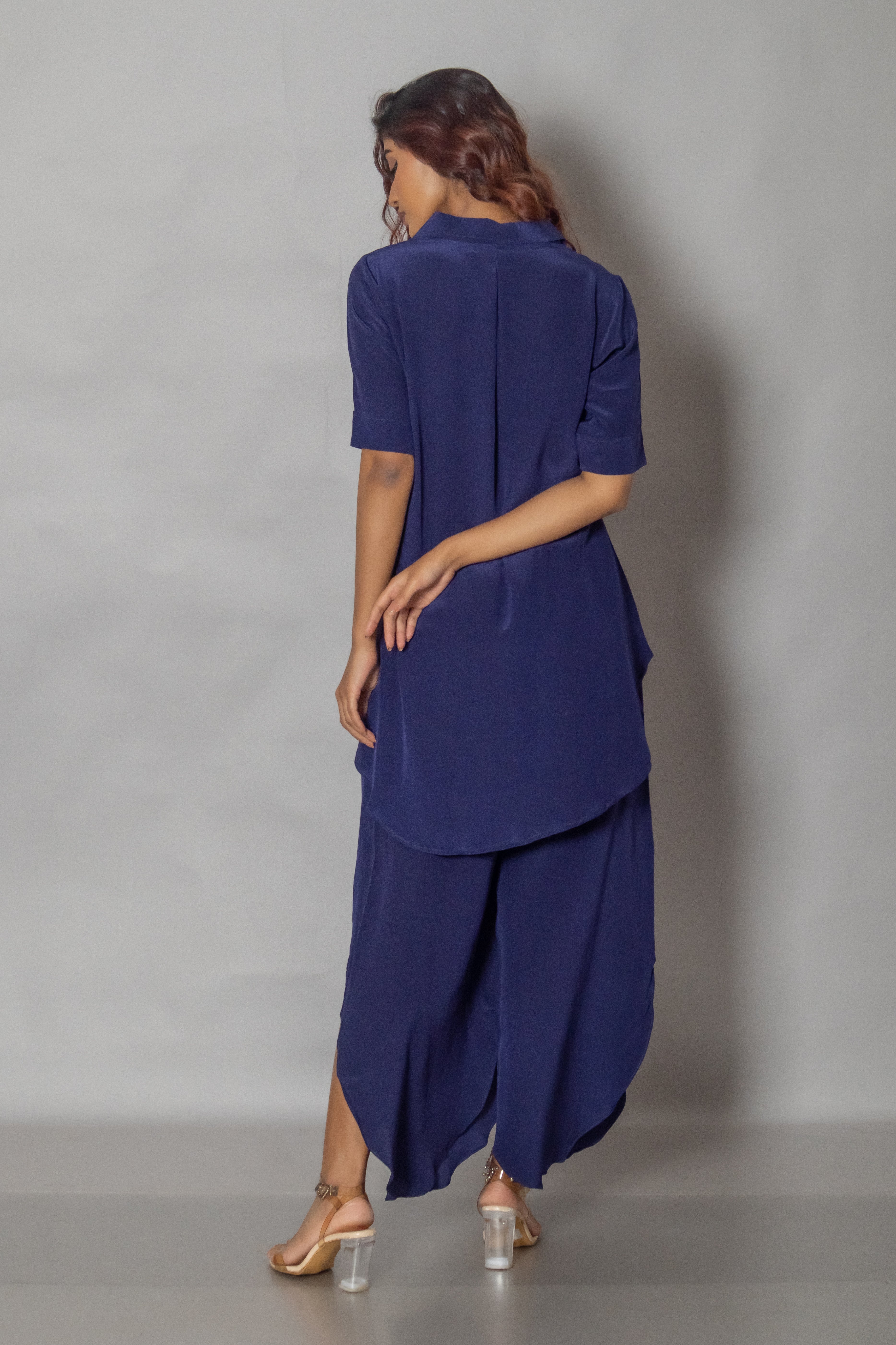 Fluid Blue Crepe Co-Ord Set
