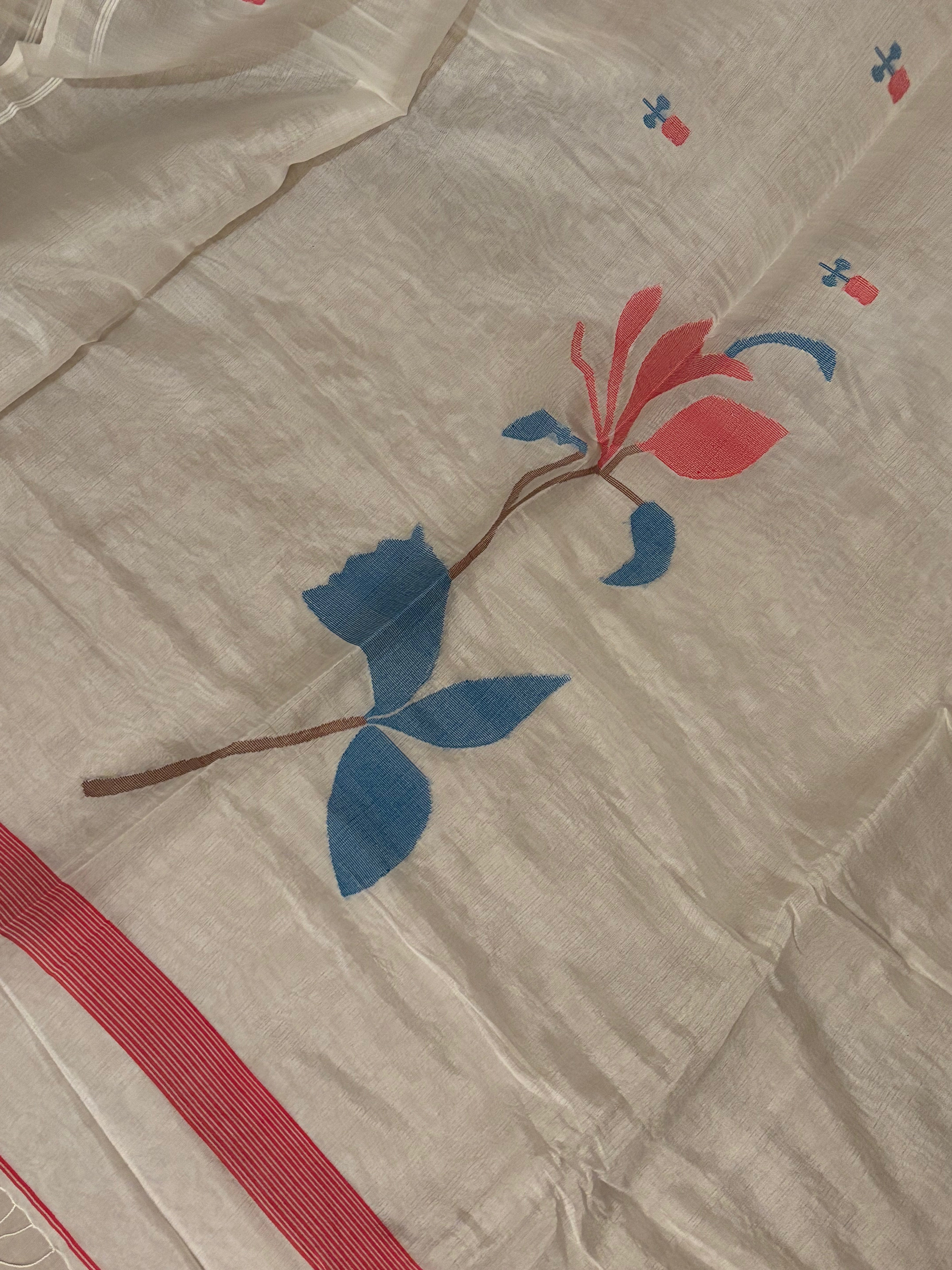 Saira - White Handwoven Silk Jamdani Saree