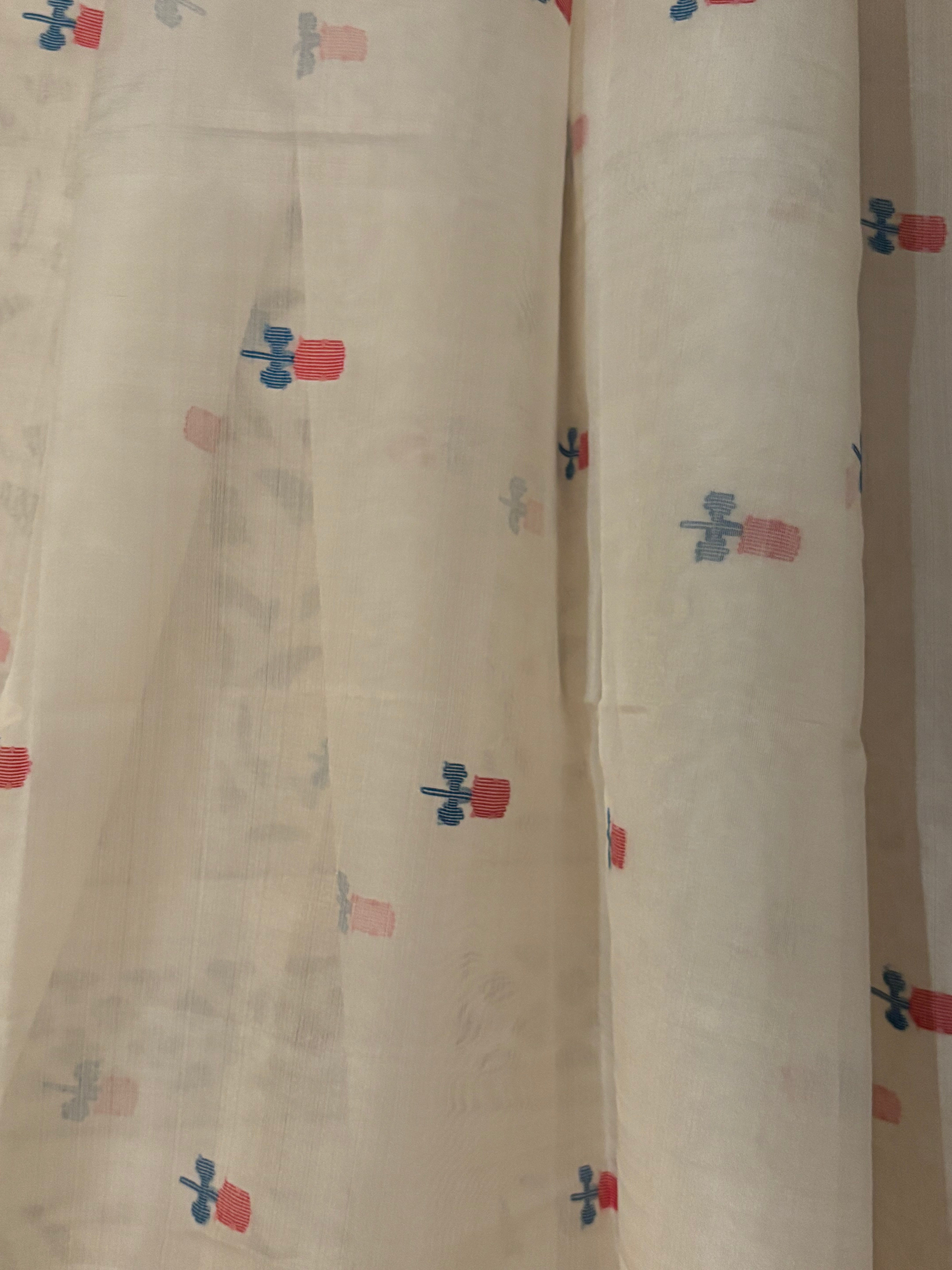 Saira - White Handwoven Silk Jamdani Saree