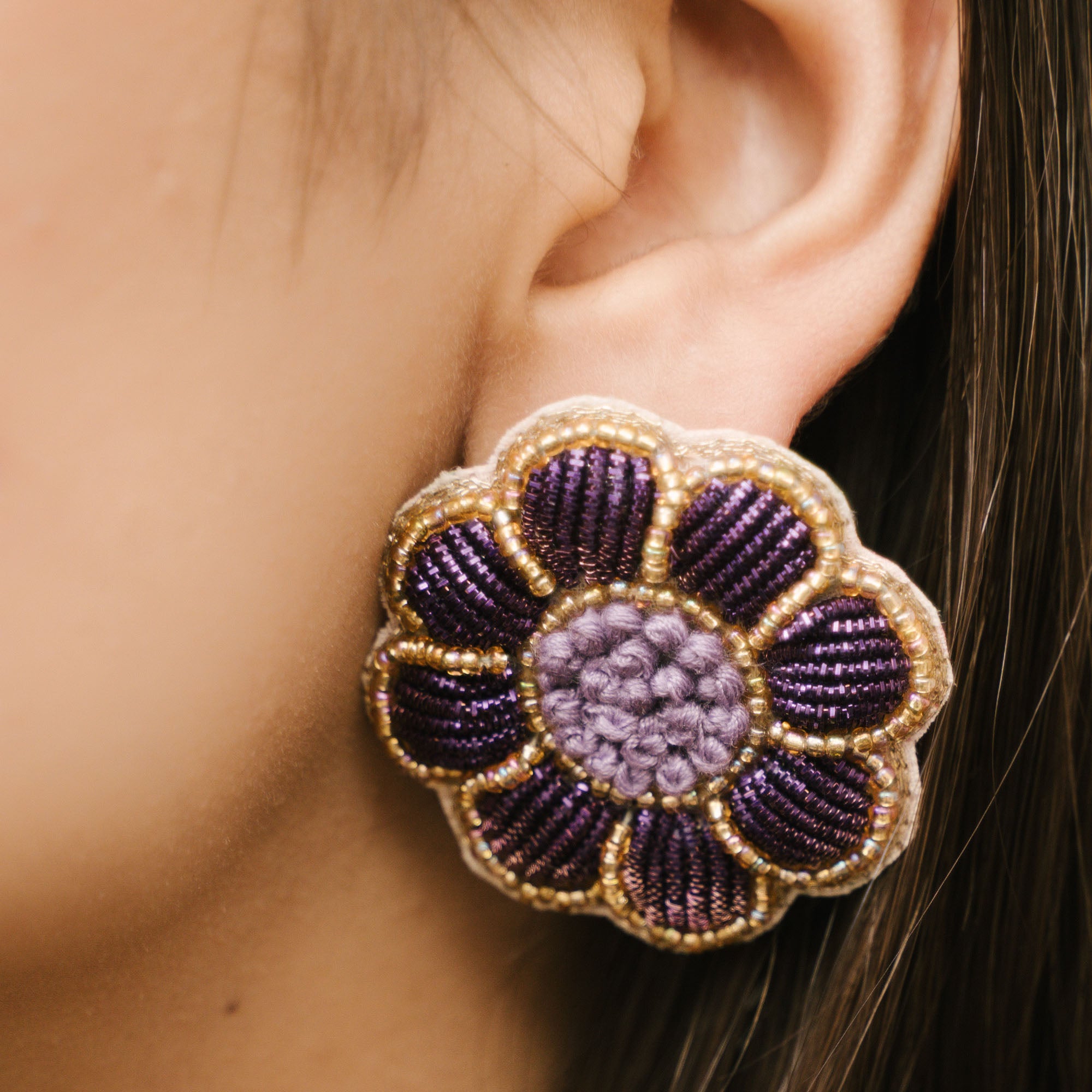 Gul Jamun - Purple Earring