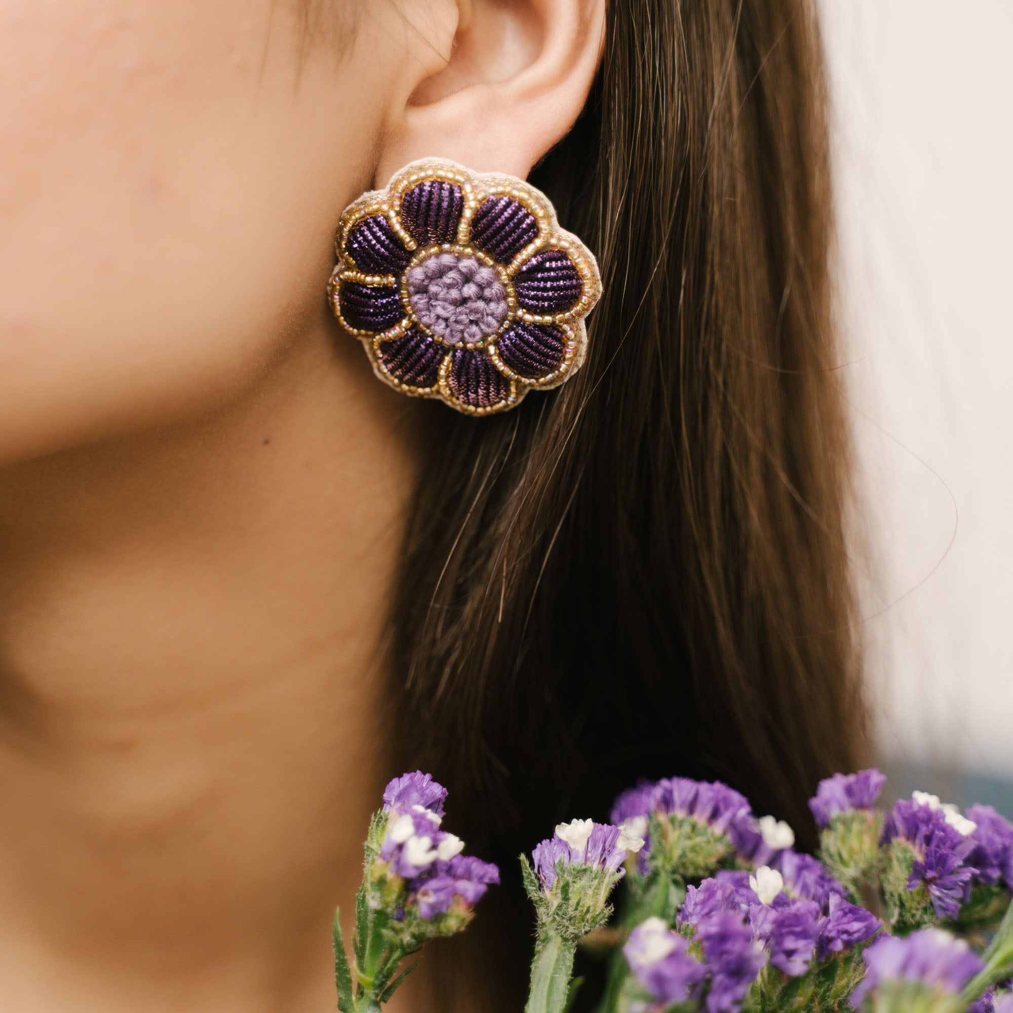 Gul Jamun - Purple Earring