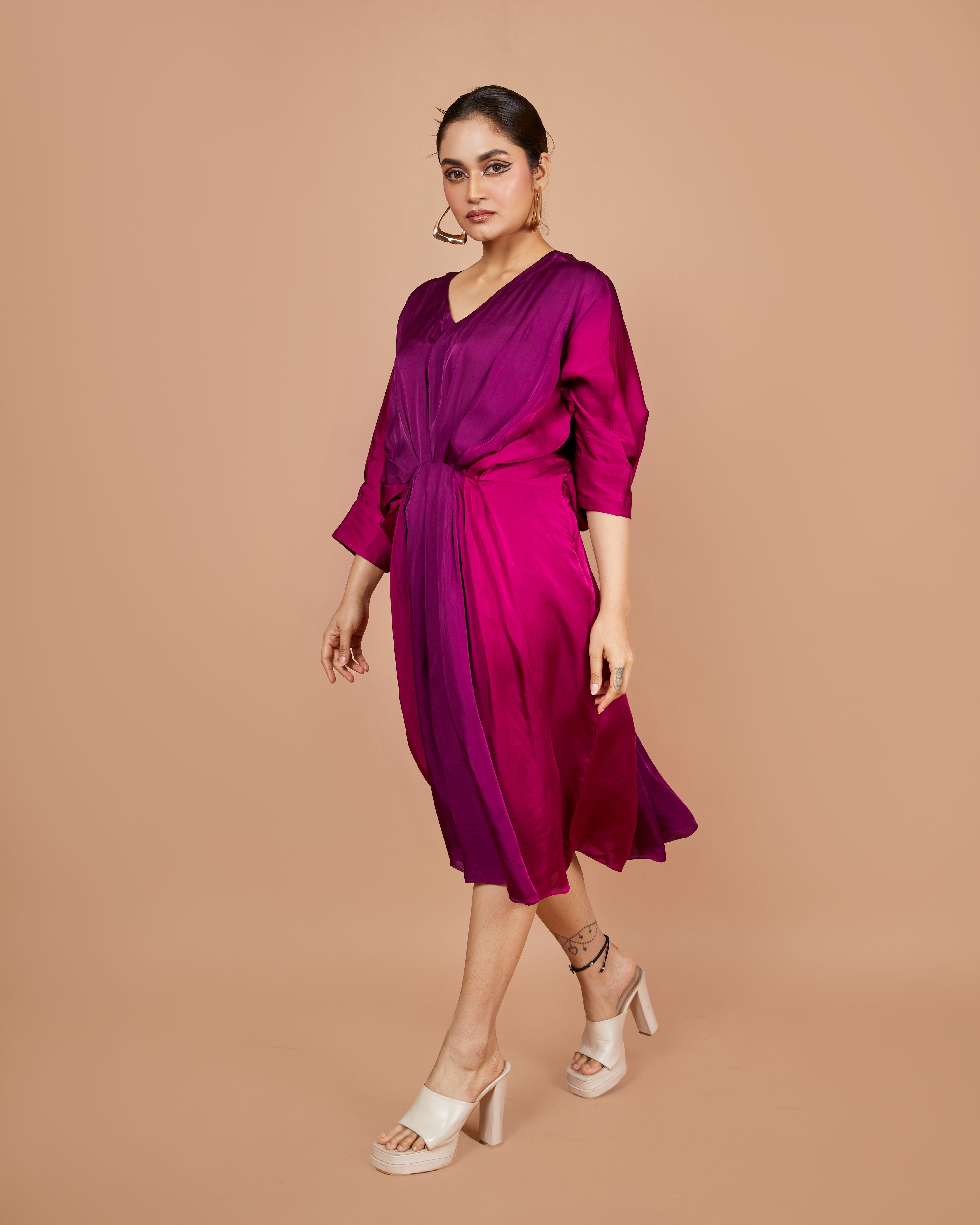 Sangria Satin Kaftan Dress