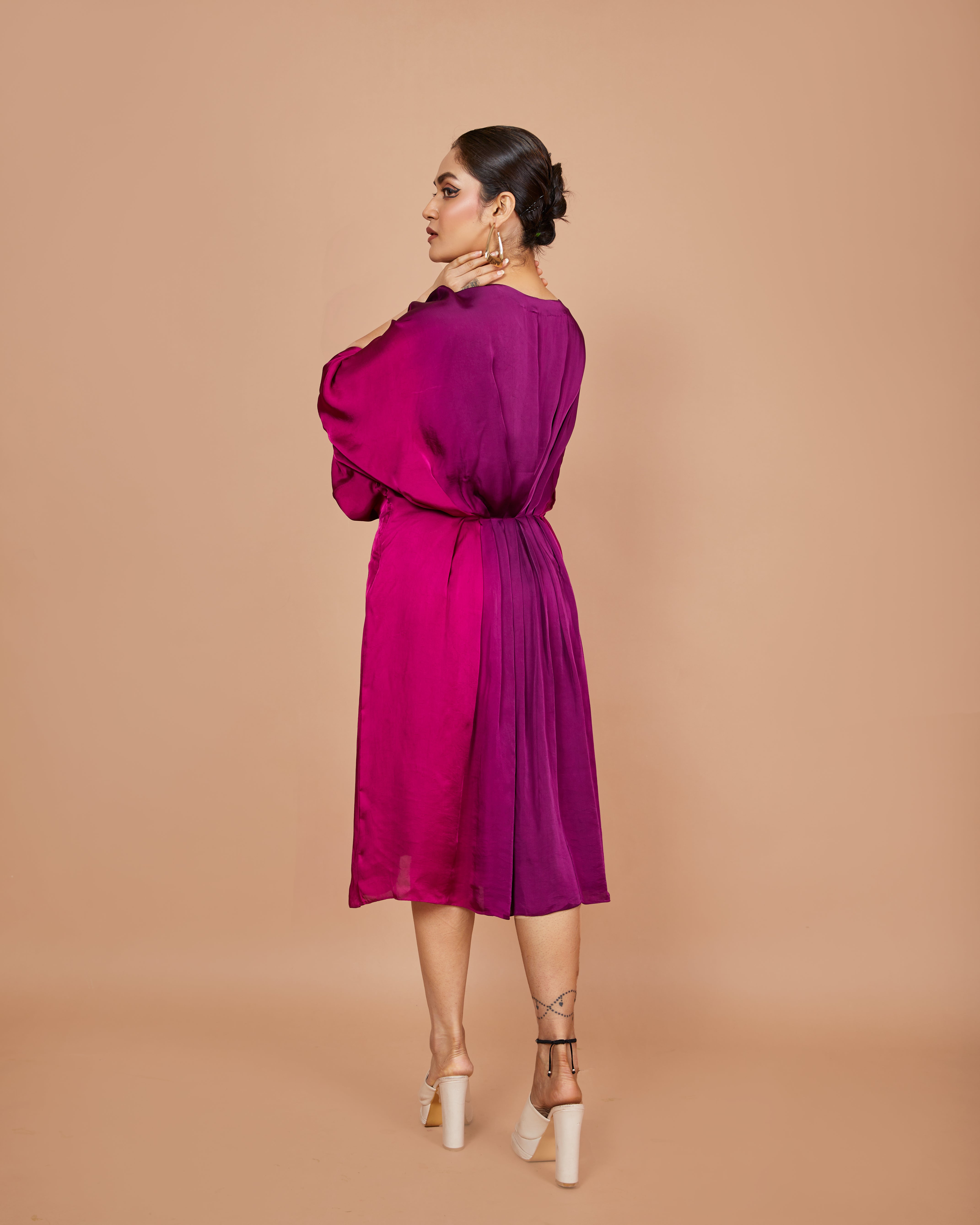 Sangria Satin Kaftan Dress