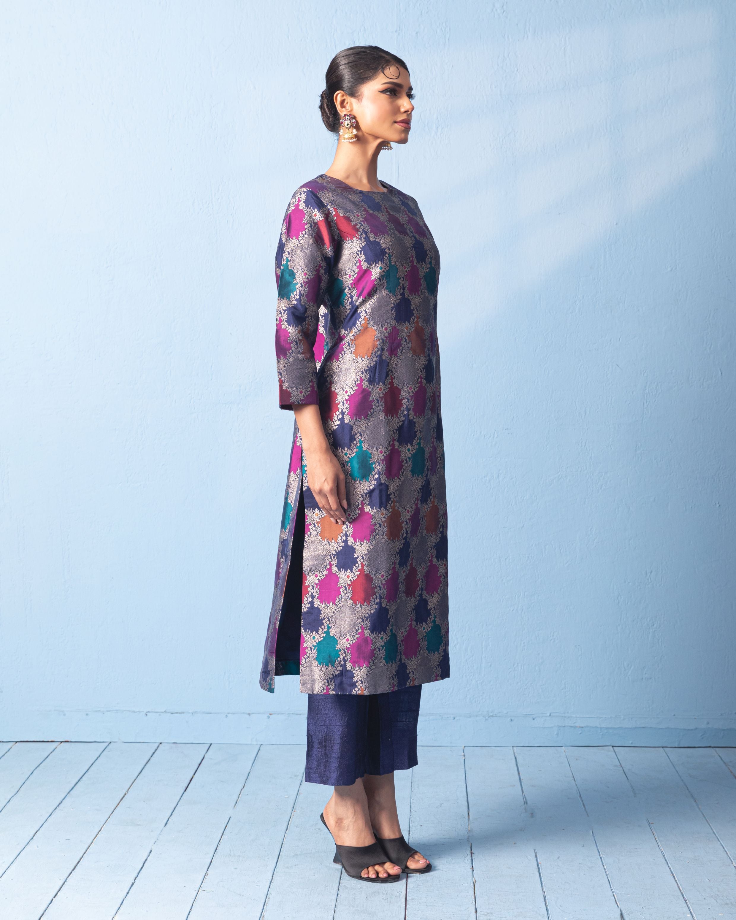Benarasi silk kurta with raw silk pant