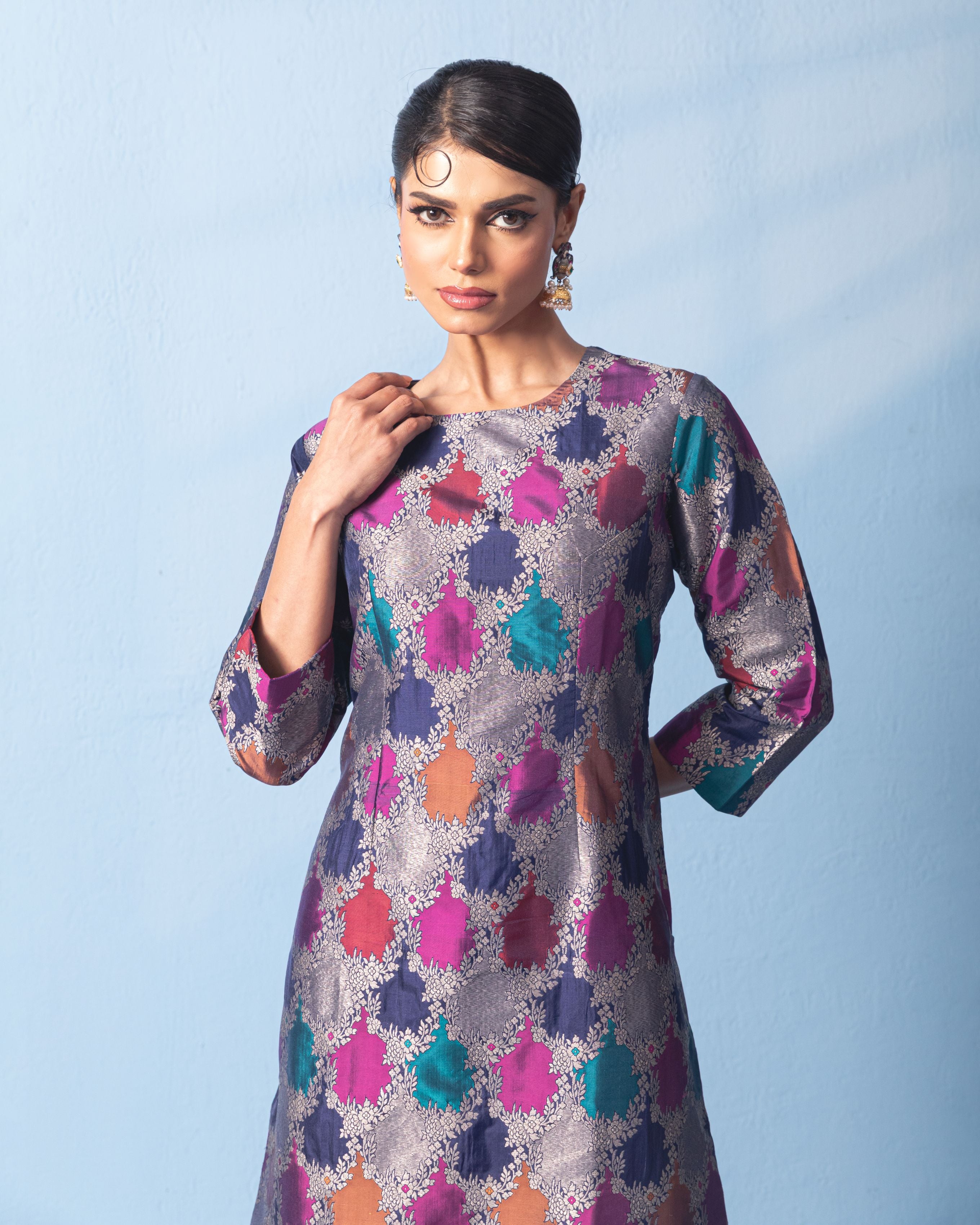 Benarasi silk kurta with raw silk pant