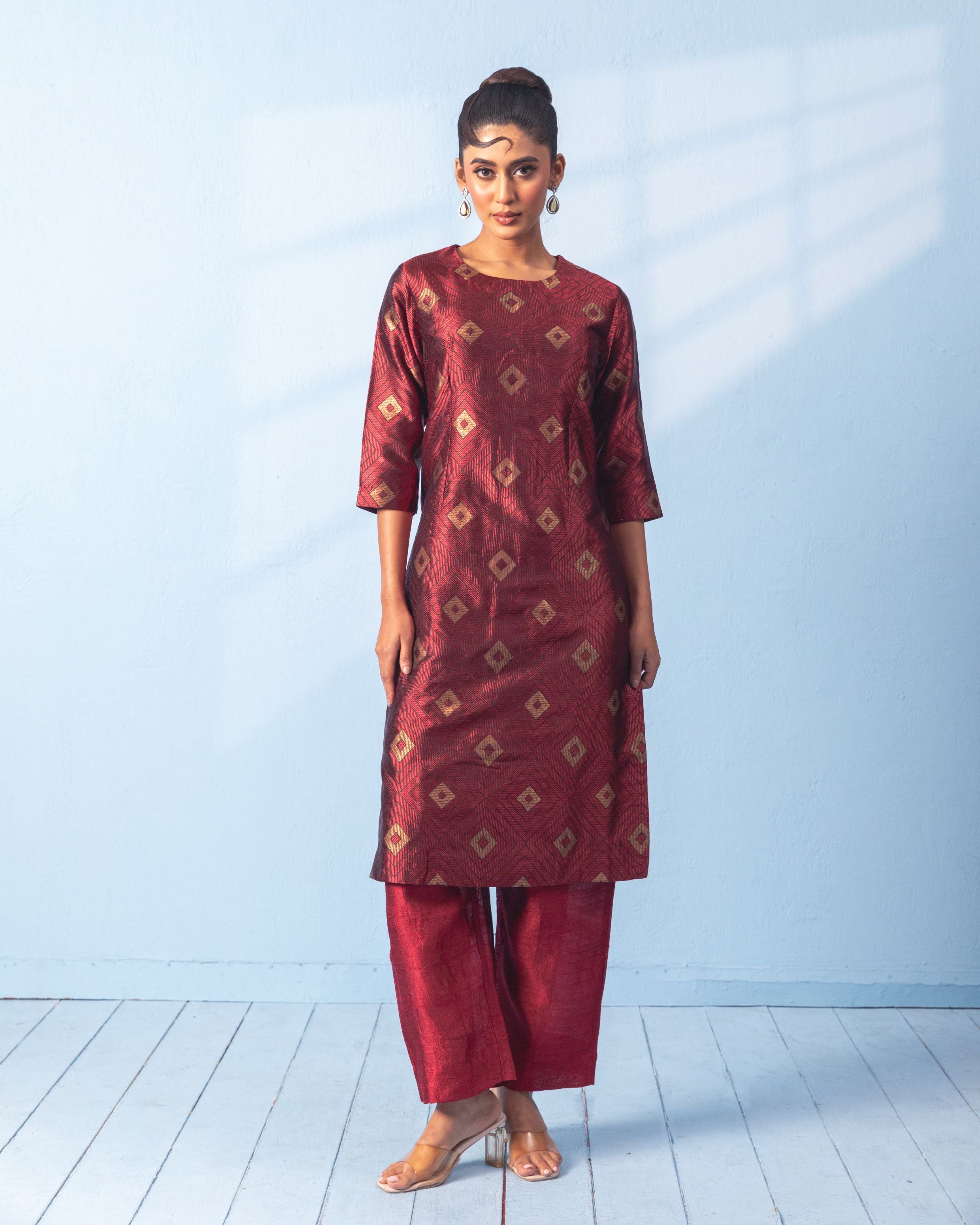 Tanchoi Kurta with raw silk pant
