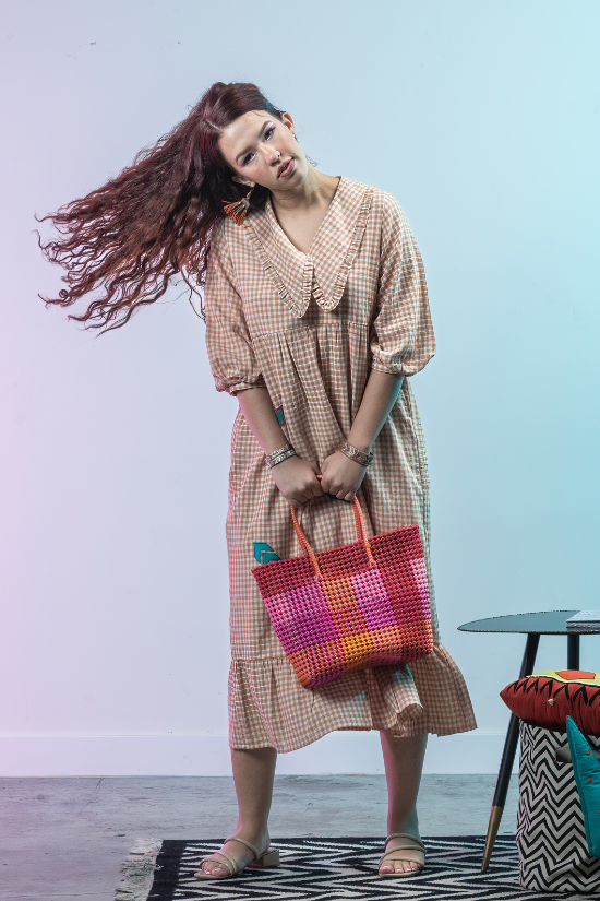 Twila - Orange Handwoven Cotton Dress