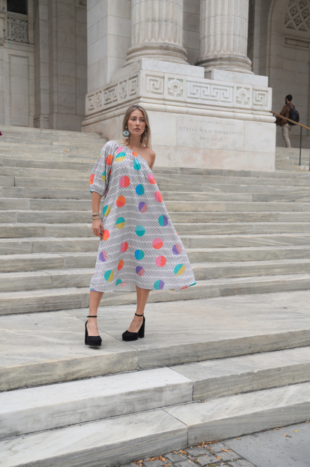 Sofie - Handwoven Cotton One-Shoulder Midi Dress