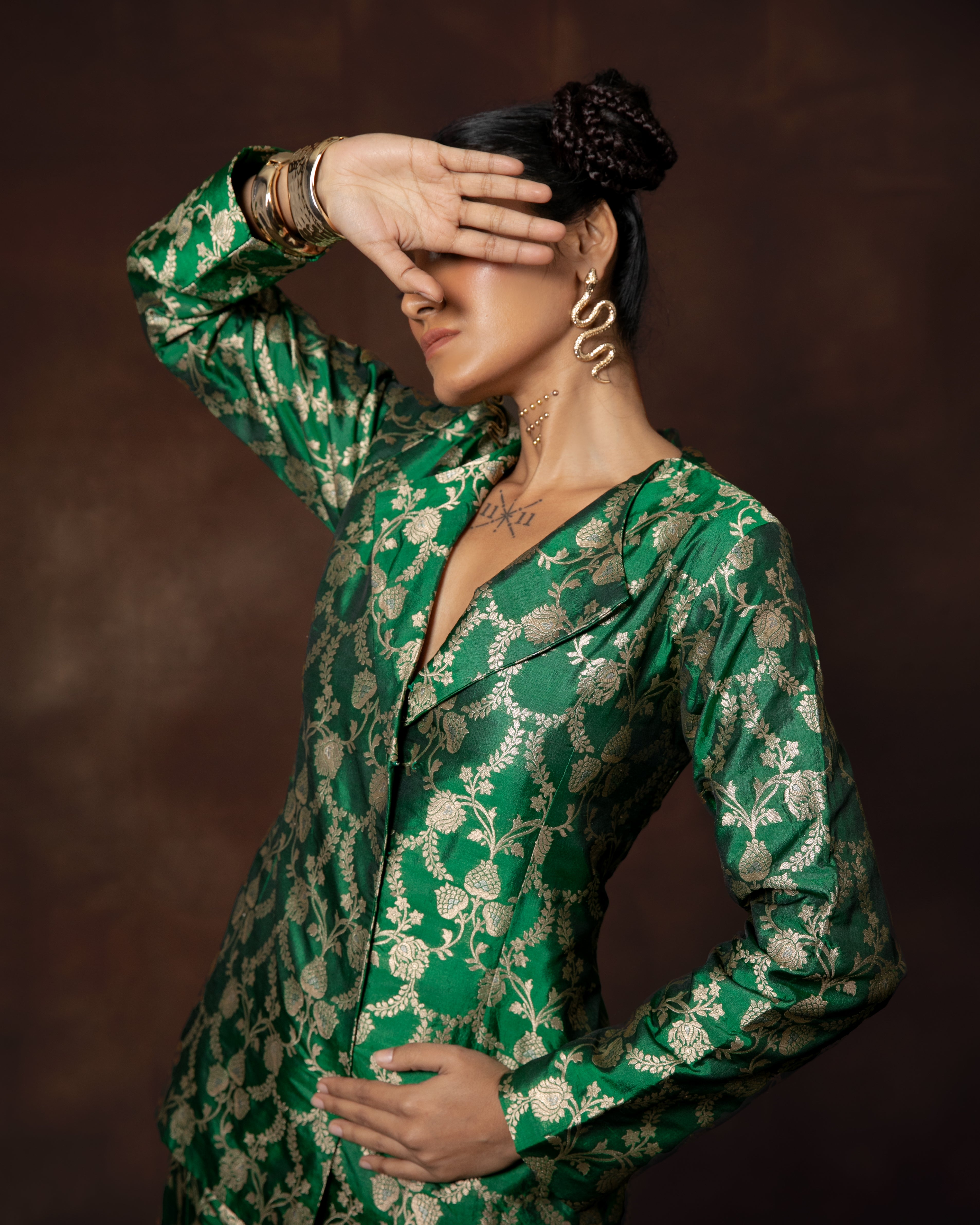 Green Handwoven Banarasi Silk Garara Set