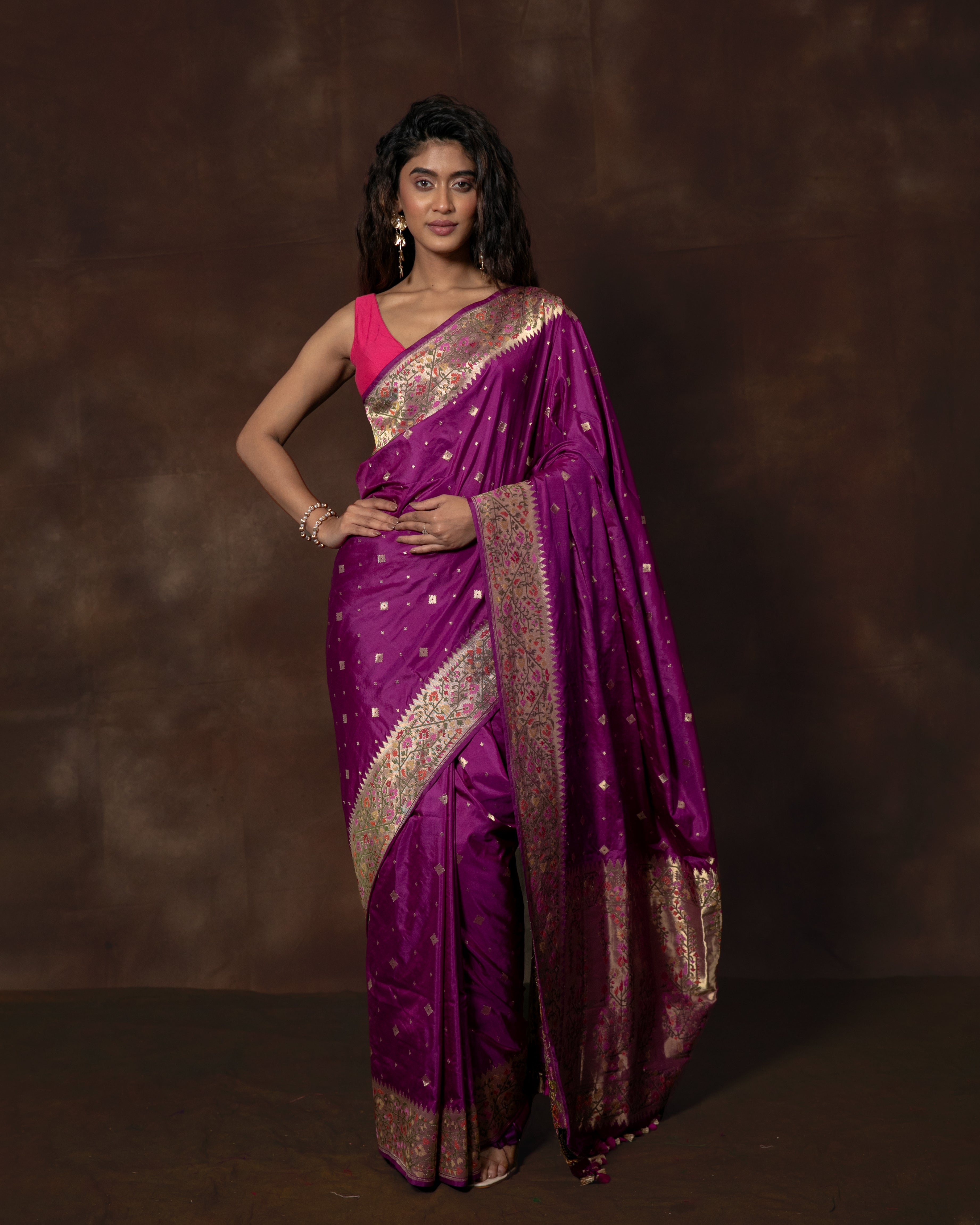 Purple Handwoven Banarasi Silk Saree