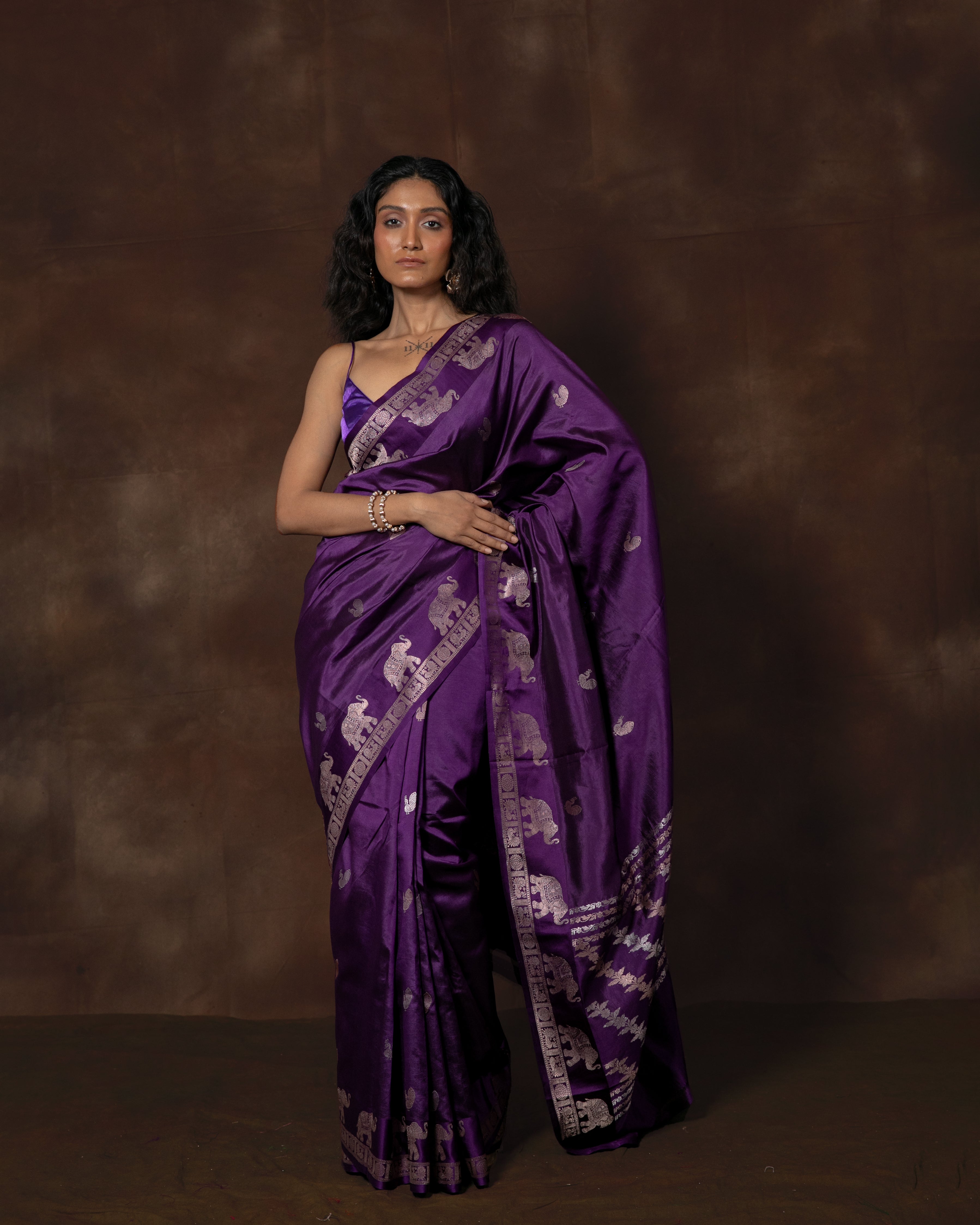 Purple Handwoven Banarasi Silk Saree