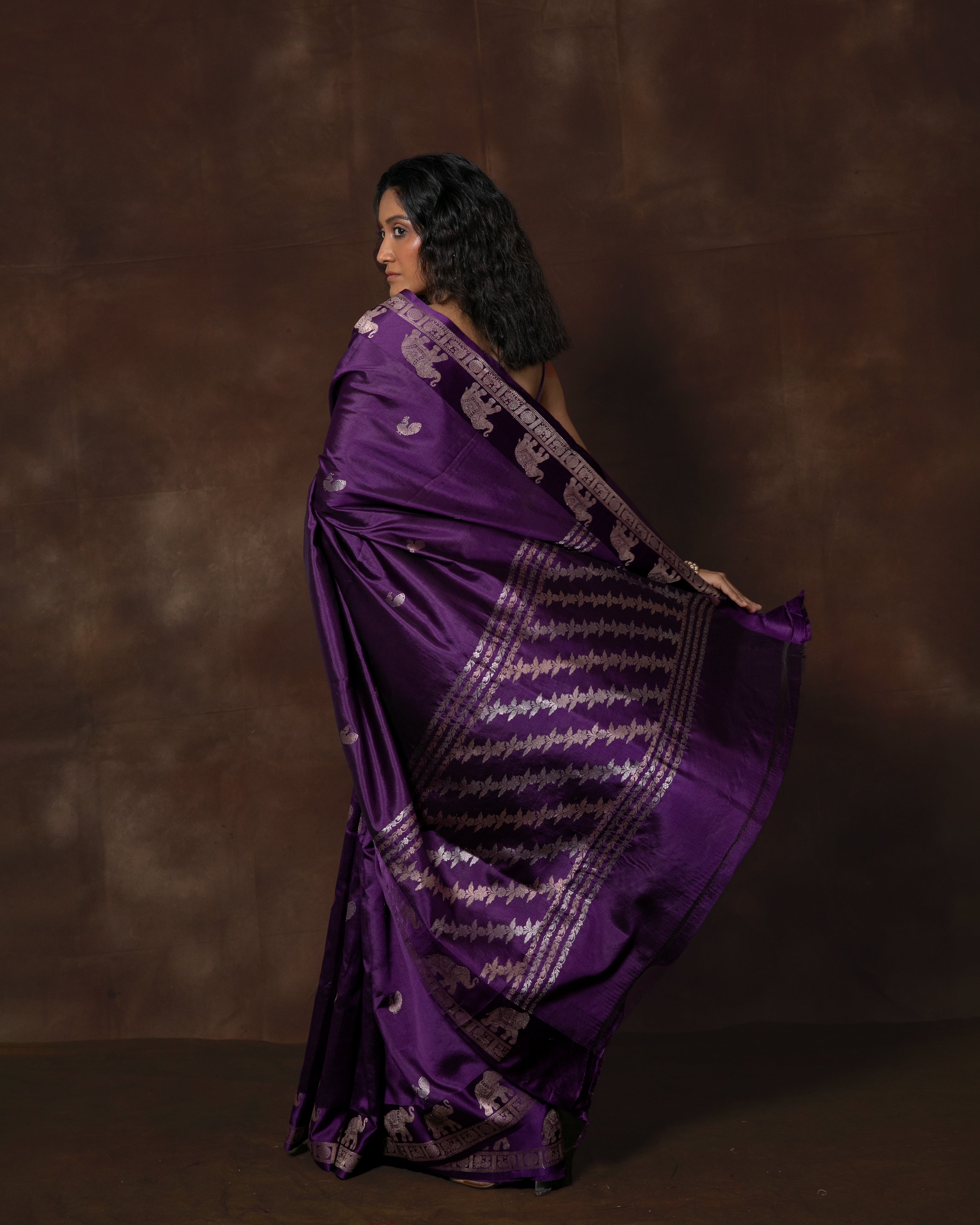 Purple Handwoven Banarasi Silk Saree