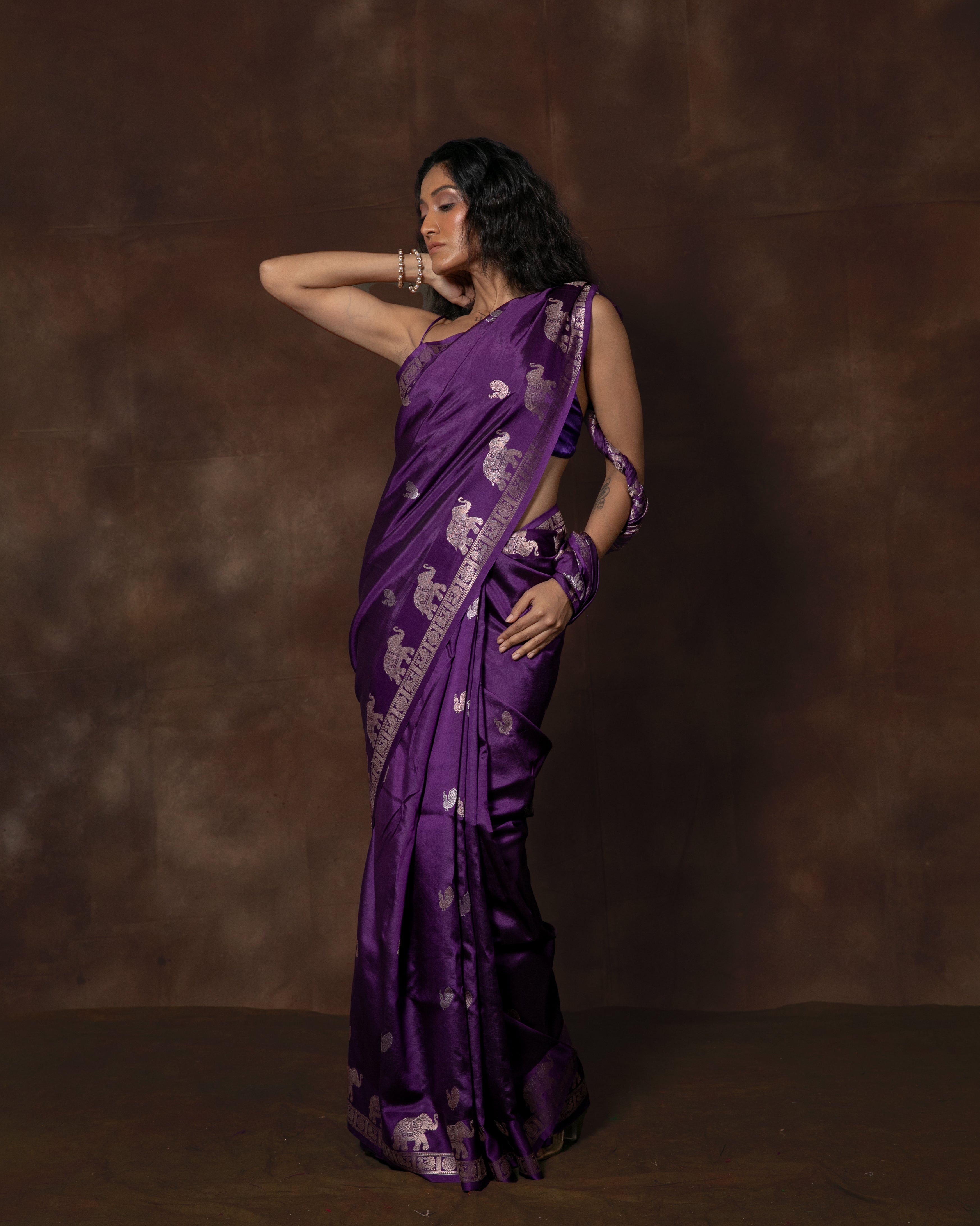 Purple Handwoven Banarasi Silk Saree